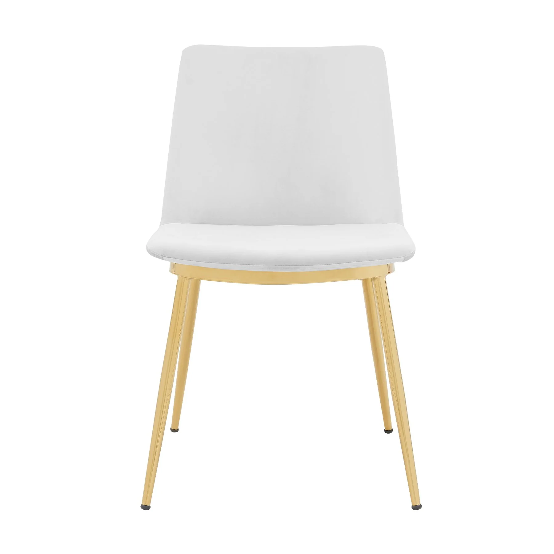 Messina Modern White Velvet and Gold Metal Leg Dining Room Chairs - Set of 2 - Image 3
