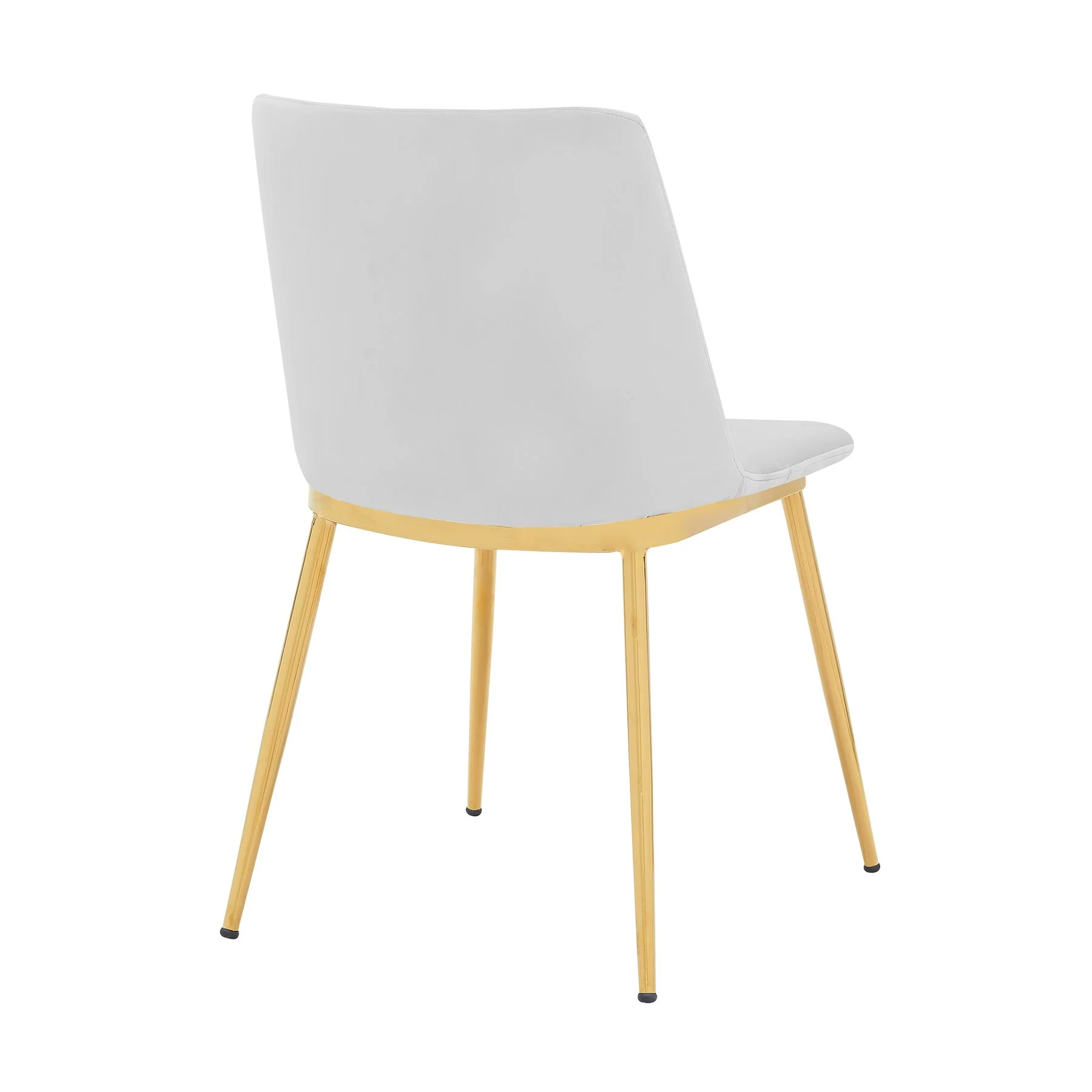 Messina Modern White Velvet and Gold Metal Leg Dining Room Chairs - Set of 2 - Image 4