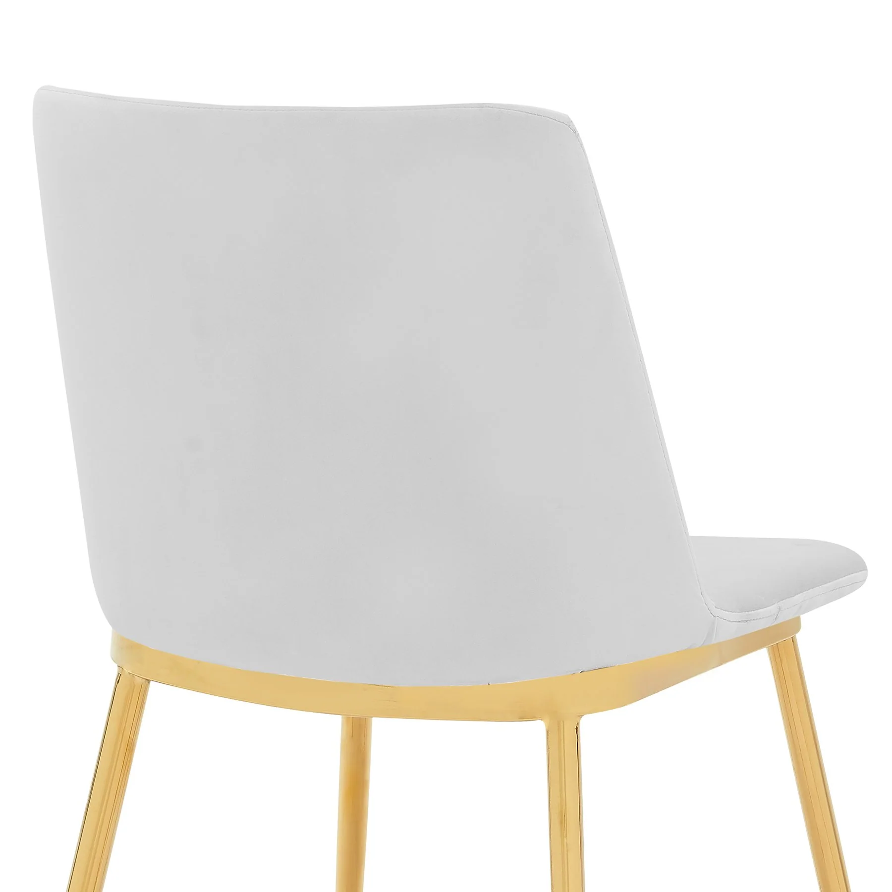 Messina Modern White Velvet and Gold Metal Leg Dining Room Chairs - Set of 2 - Image 6