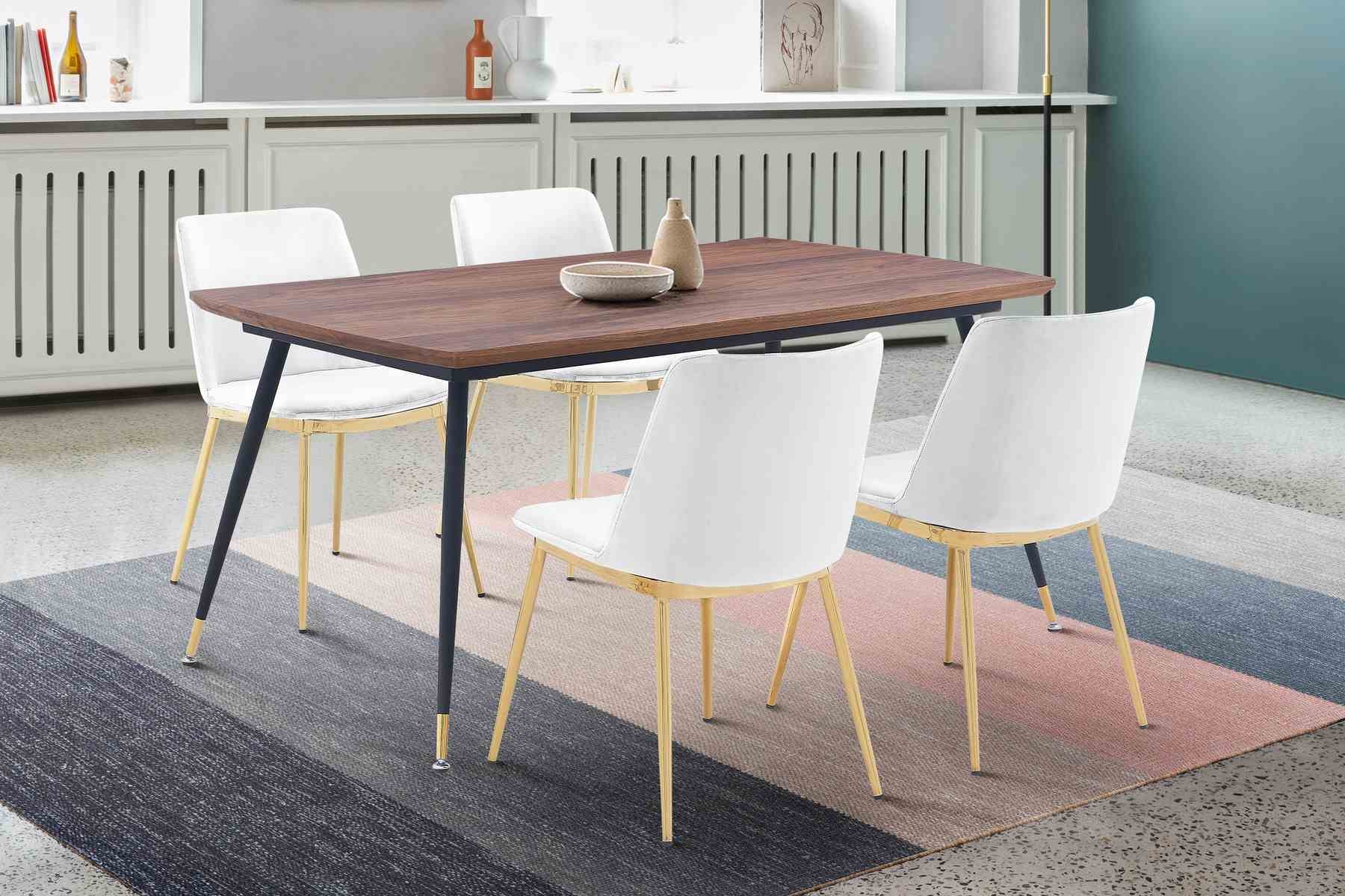 Messina White Velvet 5 Piece Rectangular Dining Set - Image 8