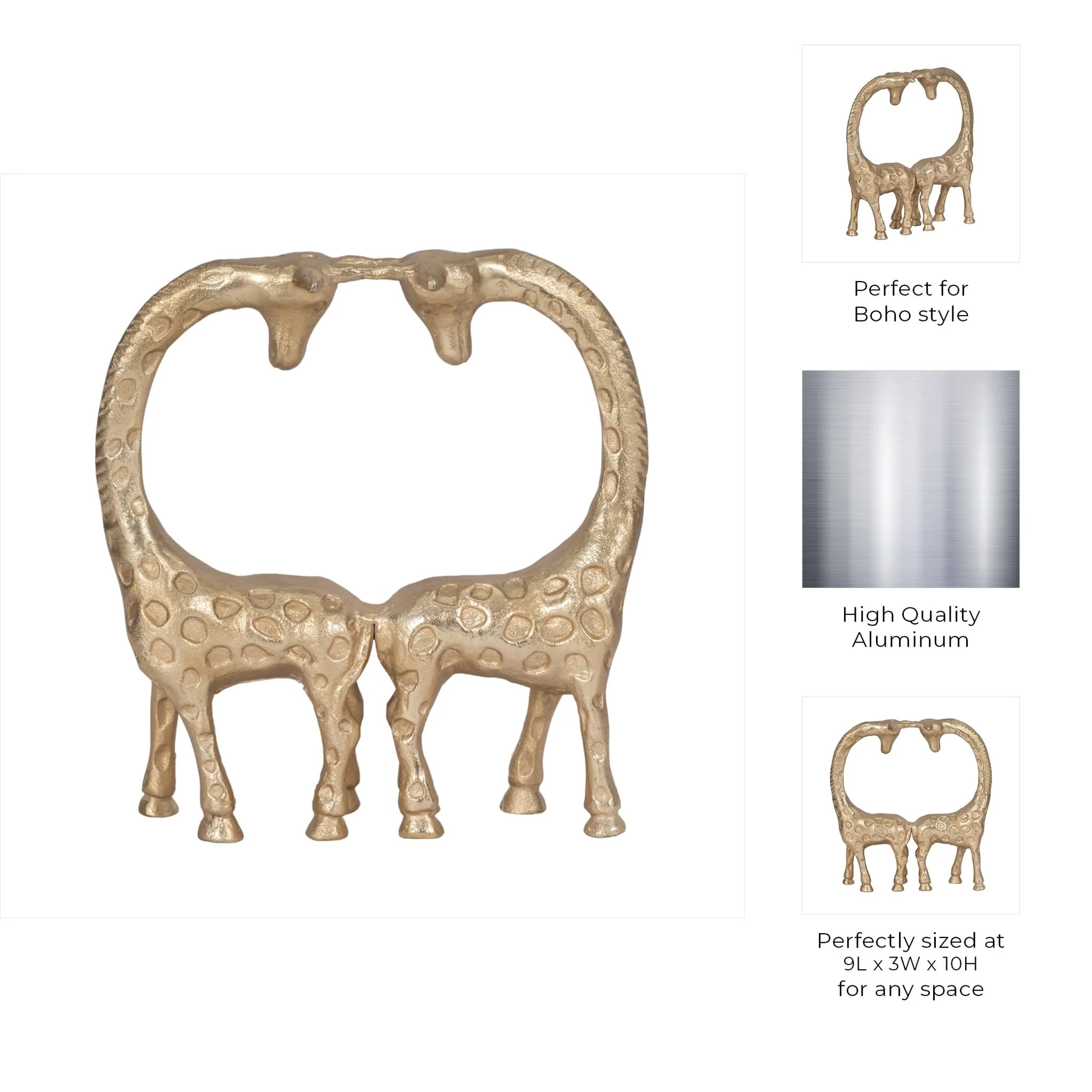 Metal, 10" Couple Girraffe, Gold - Image 8