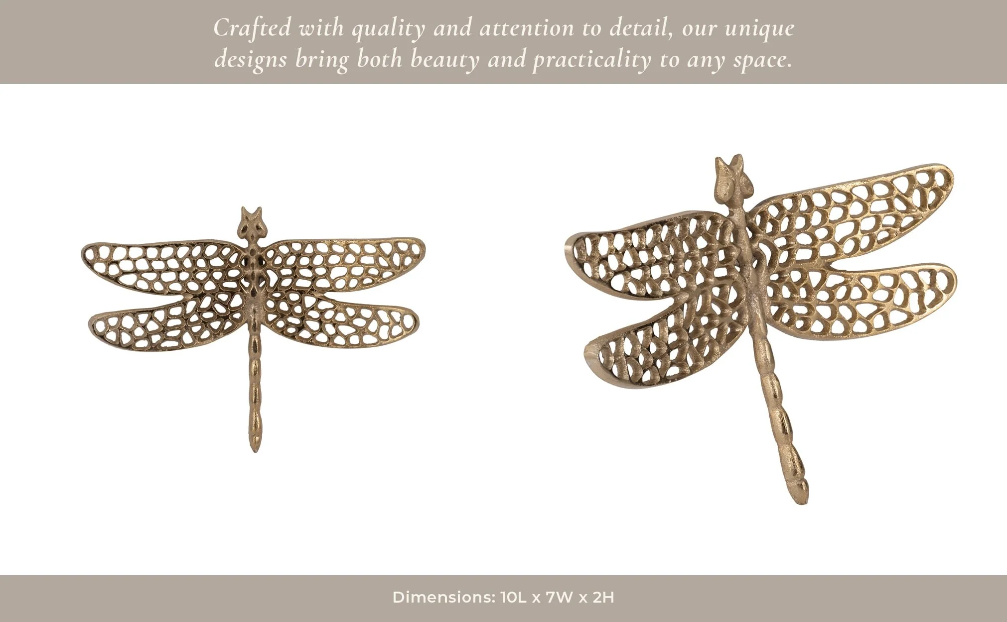 Metal, 10" Dragonfly W/ Cutouts , Gold - Image 9