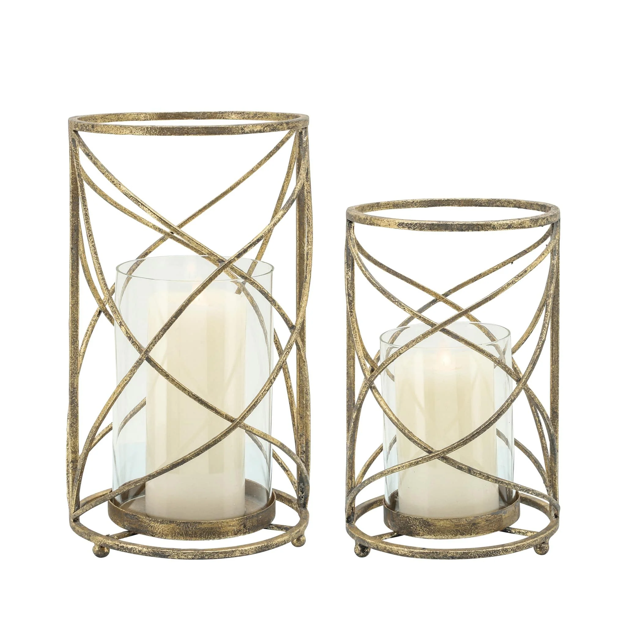 Metal 10" Hurricane Candle Holder, Gold - Image 3