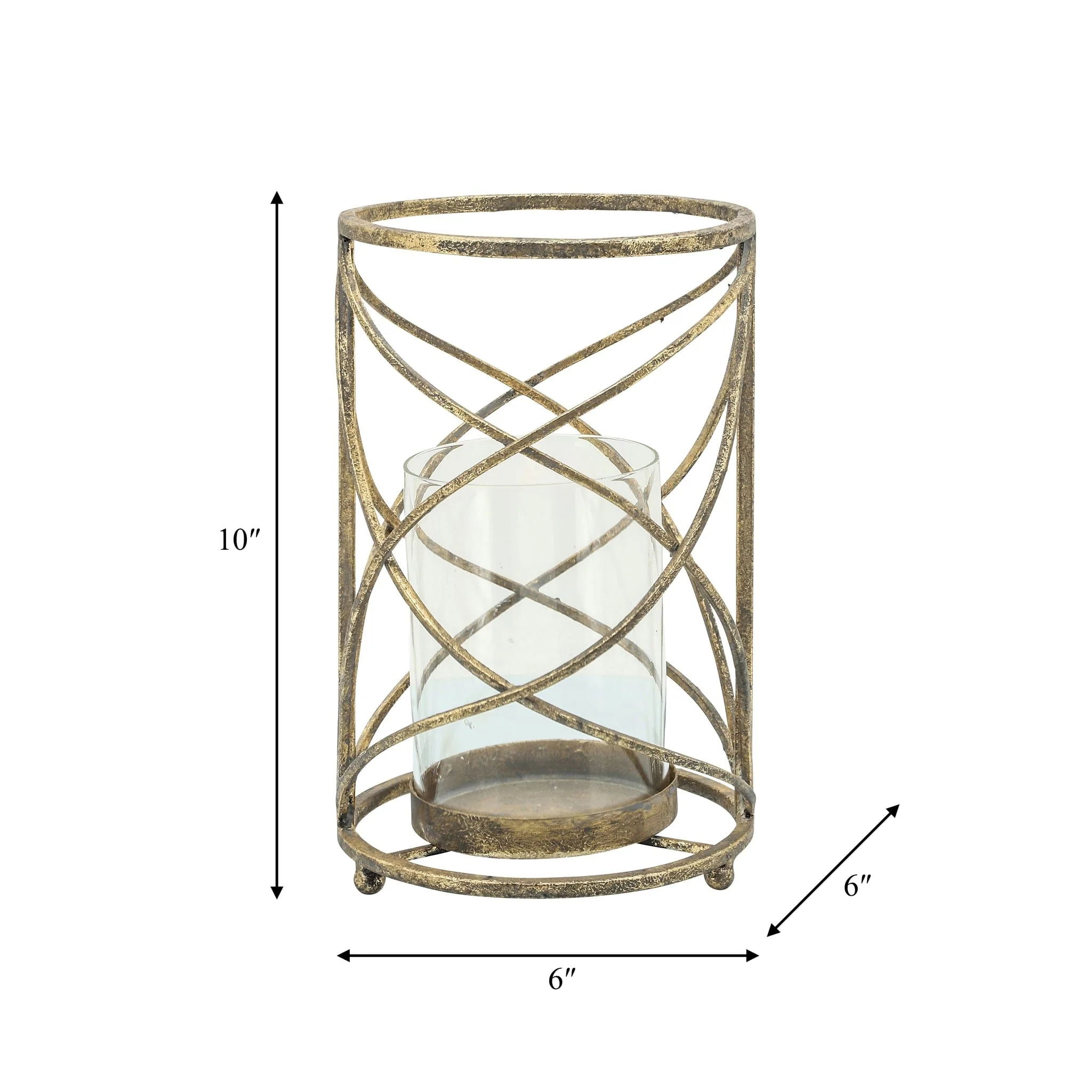 Metal 10" Hurricane Candle Holder, Gold - Image 4