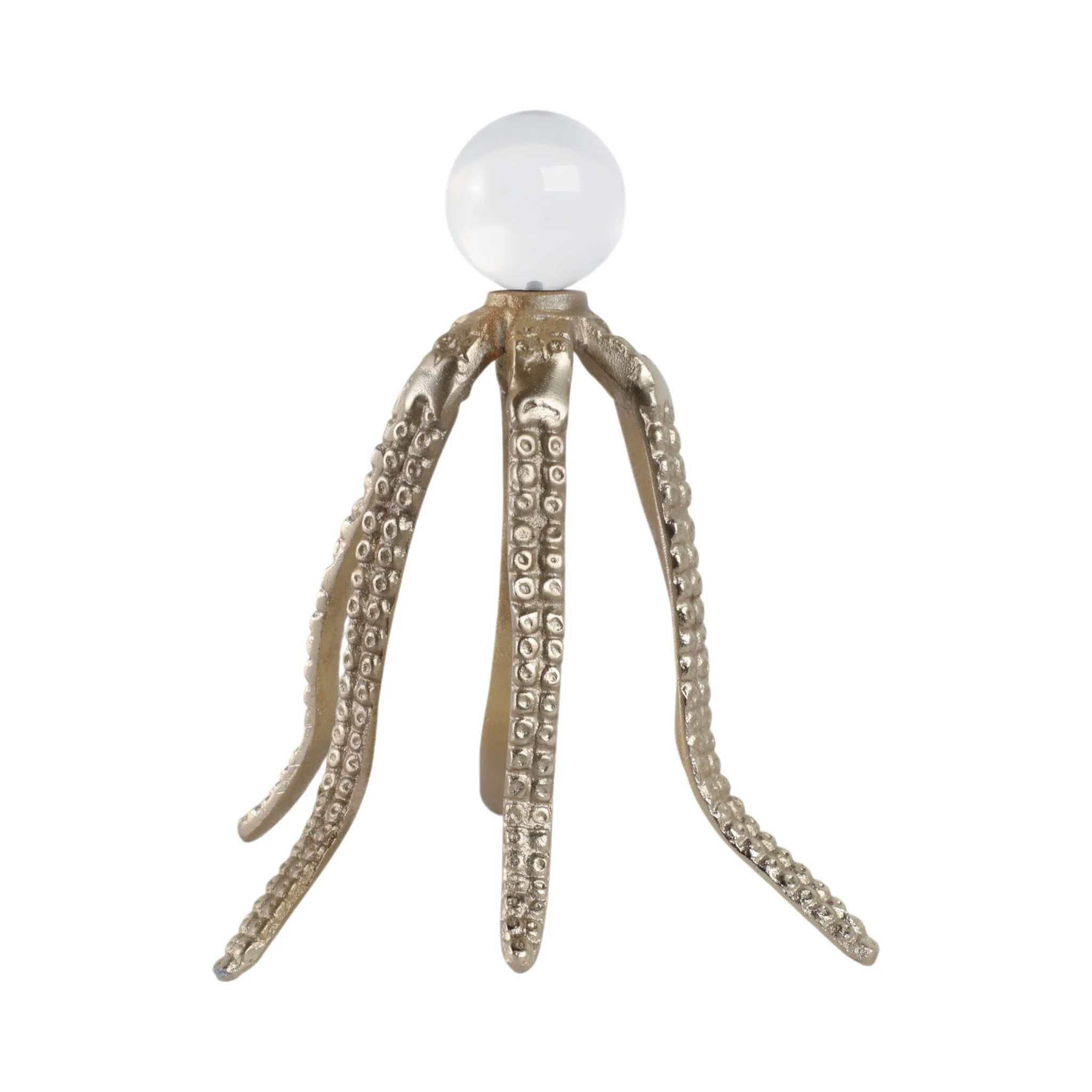Metal, 10" Octopus Legs W/ Acrylic Ball, Champagne - Image 3