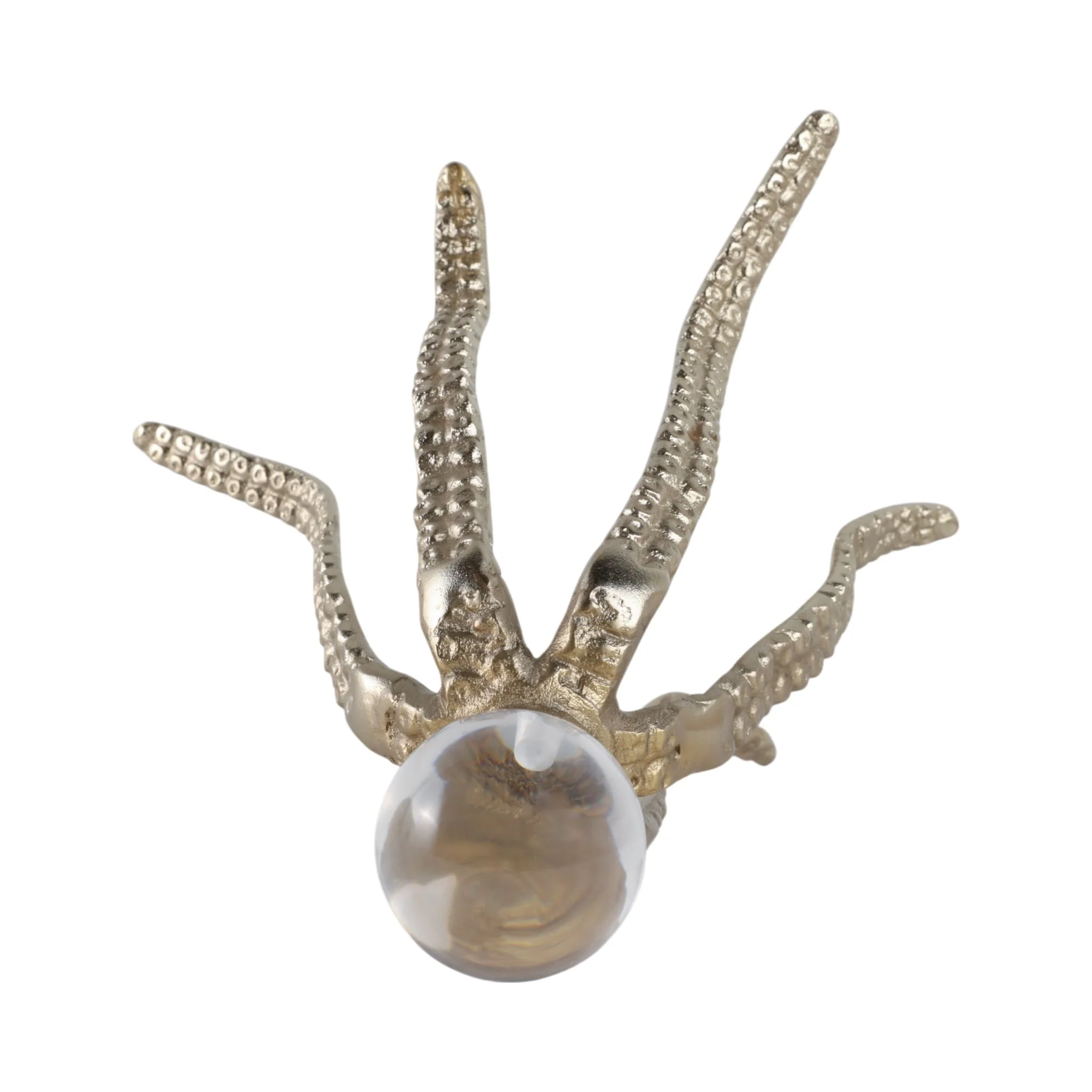 Metal, 10" Octopus Legs W/ Acrylic Ball, Champagne - Image 6