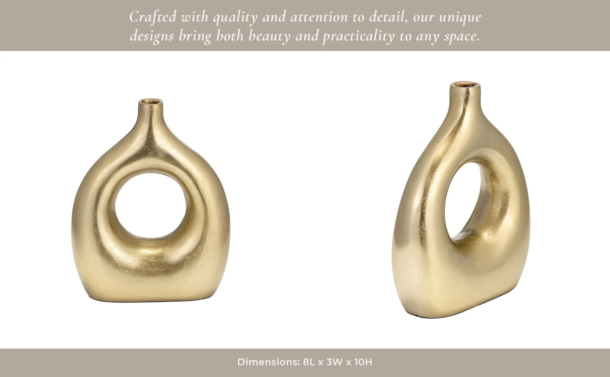 Metal 10" Open Cut Vase, Gold - Image 13