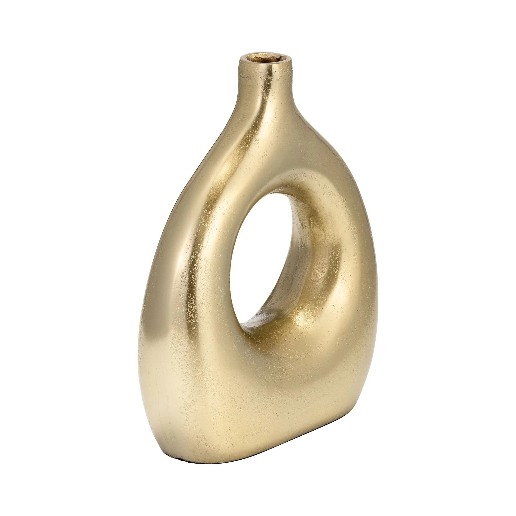 Metal 10" Open Cut Vase, Gold - Image 2