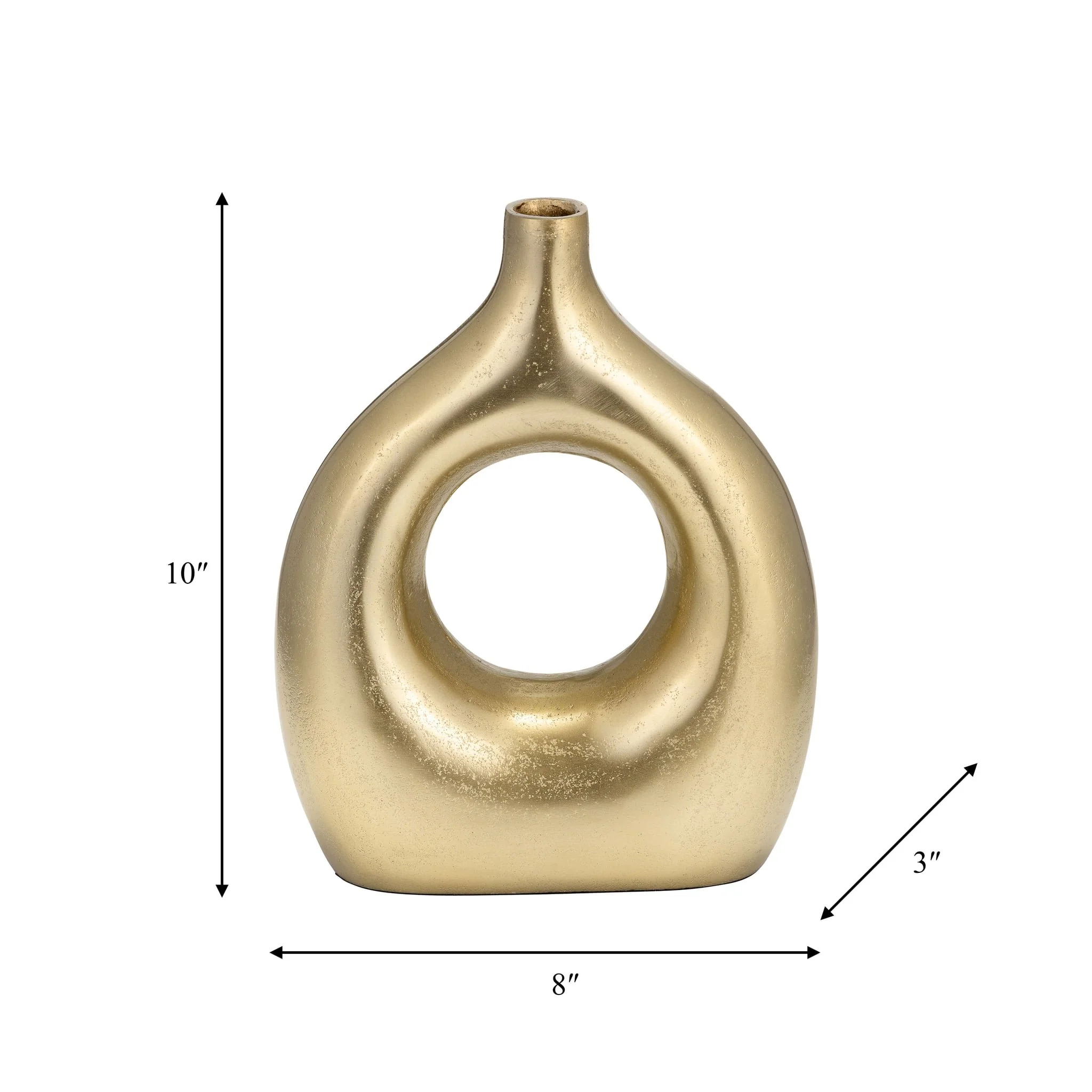 Metal 10" Open Cut Vase, Gold - Image 8