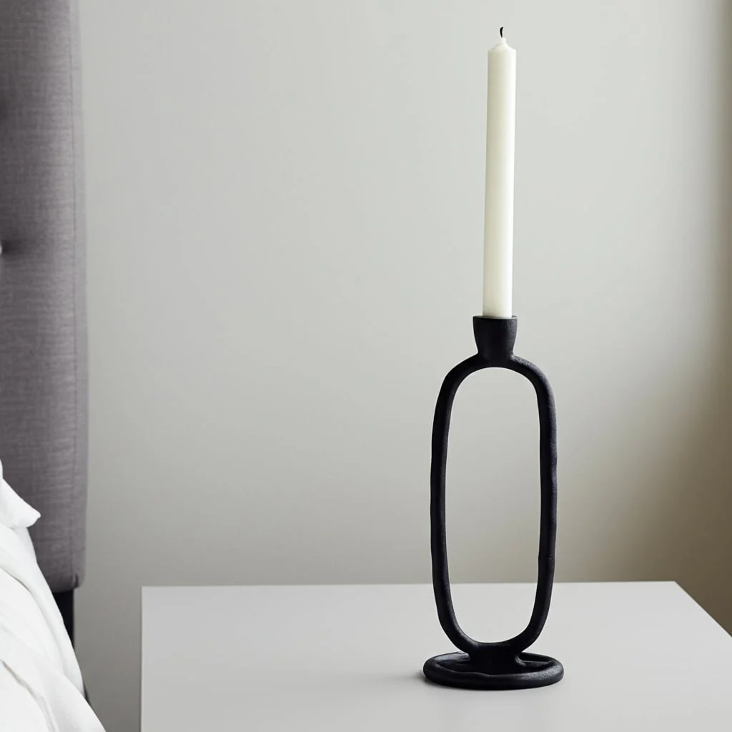 Metal, 10" Open Oval Taper Candleholder, Black - Image 11