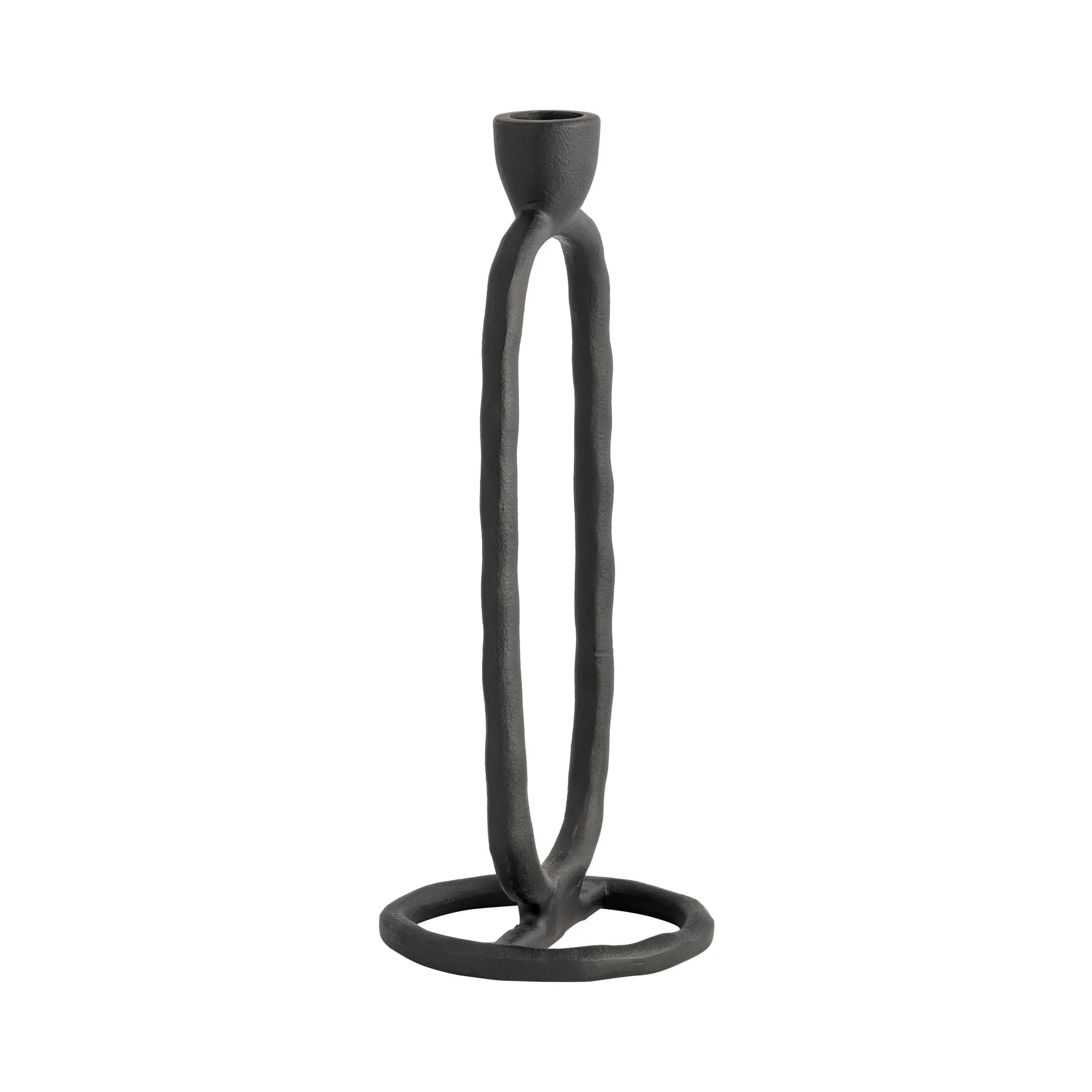 Metal, 10" Open Oval Taper Candleholder, Black - Image 2