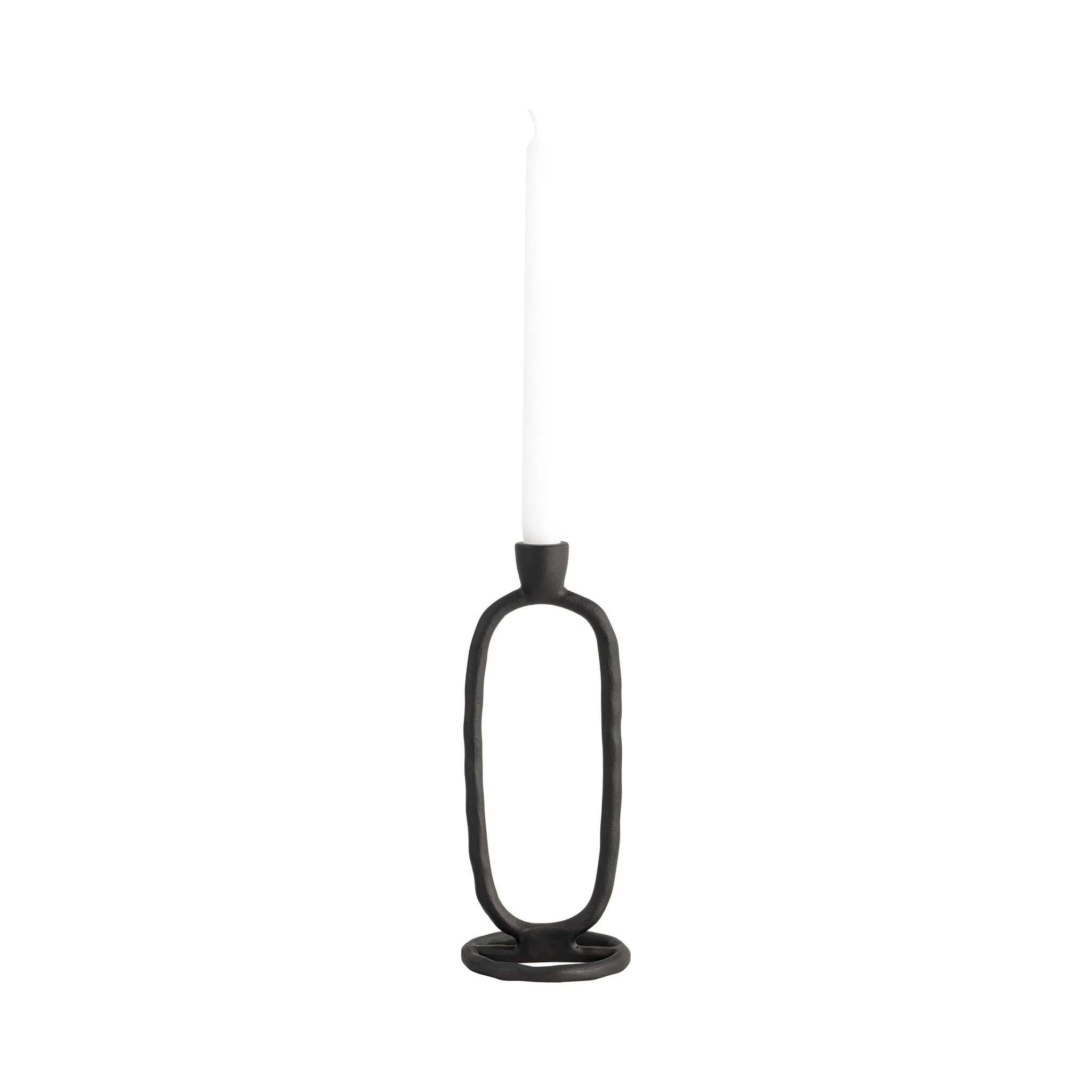 Metal, 10" Open Oval Taper Candleholder, Black - Image 4