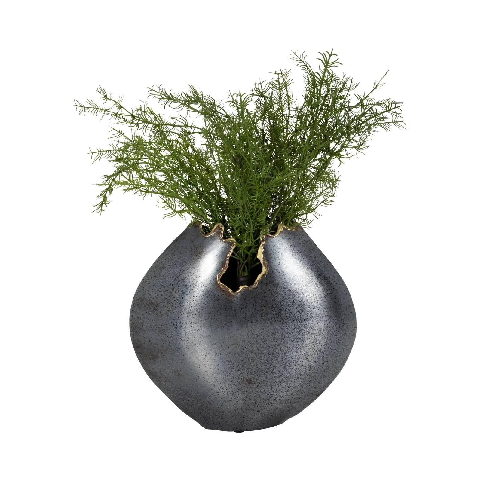Metal, 10" Round Chipped Vase, Black - Image 2