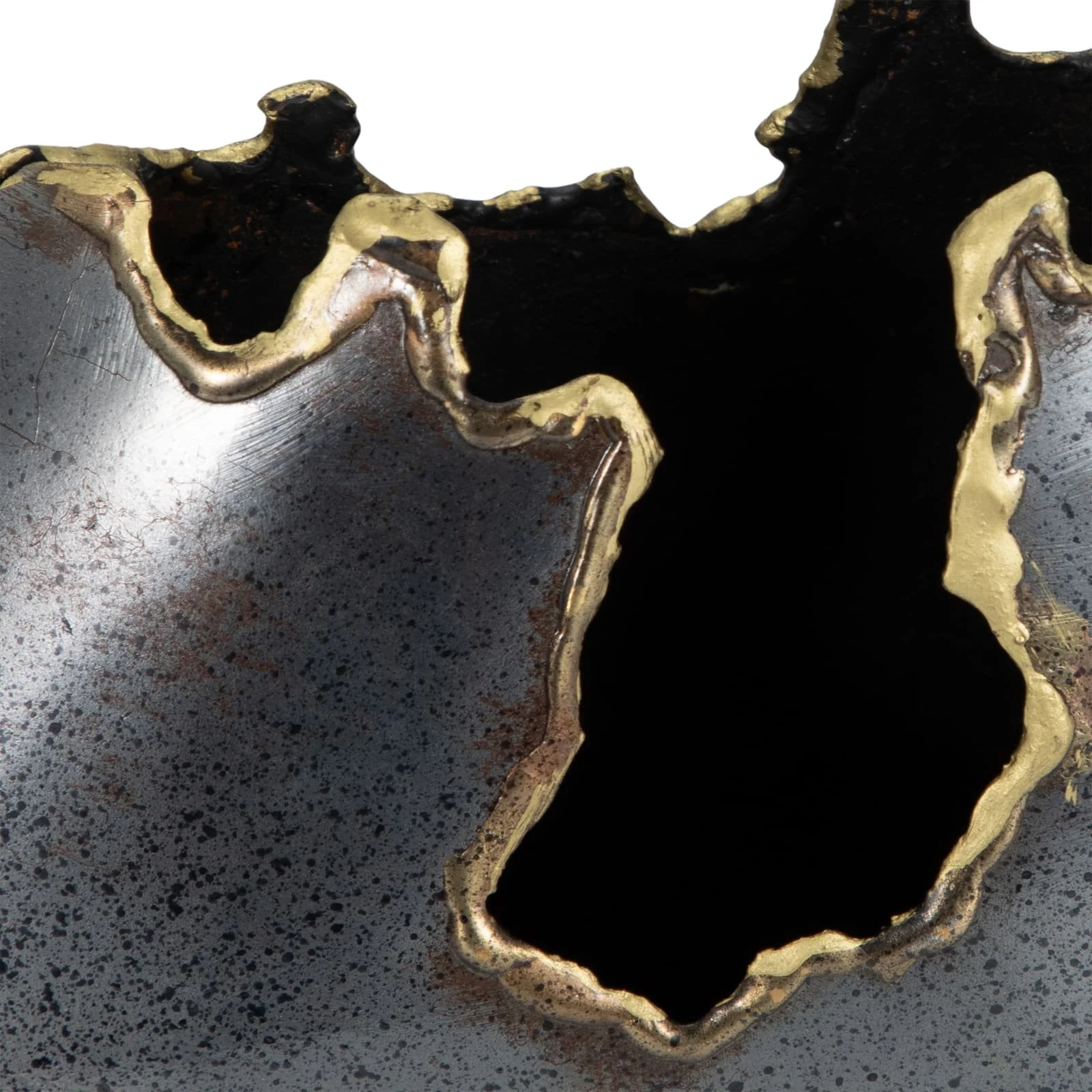 Metal, 10" Round Chipped Vase, Black - Image 5