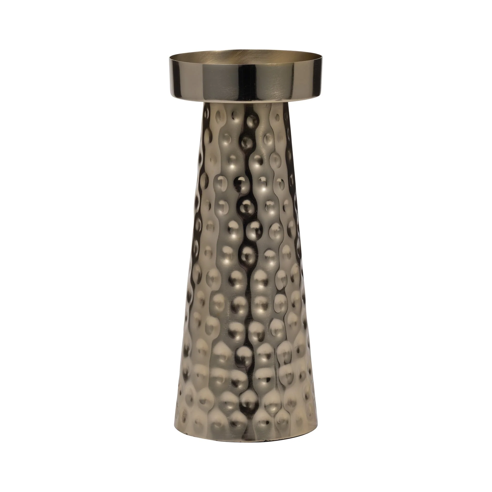 Metal, 10"h Hammered Candle Holder,  Gold - Image 3