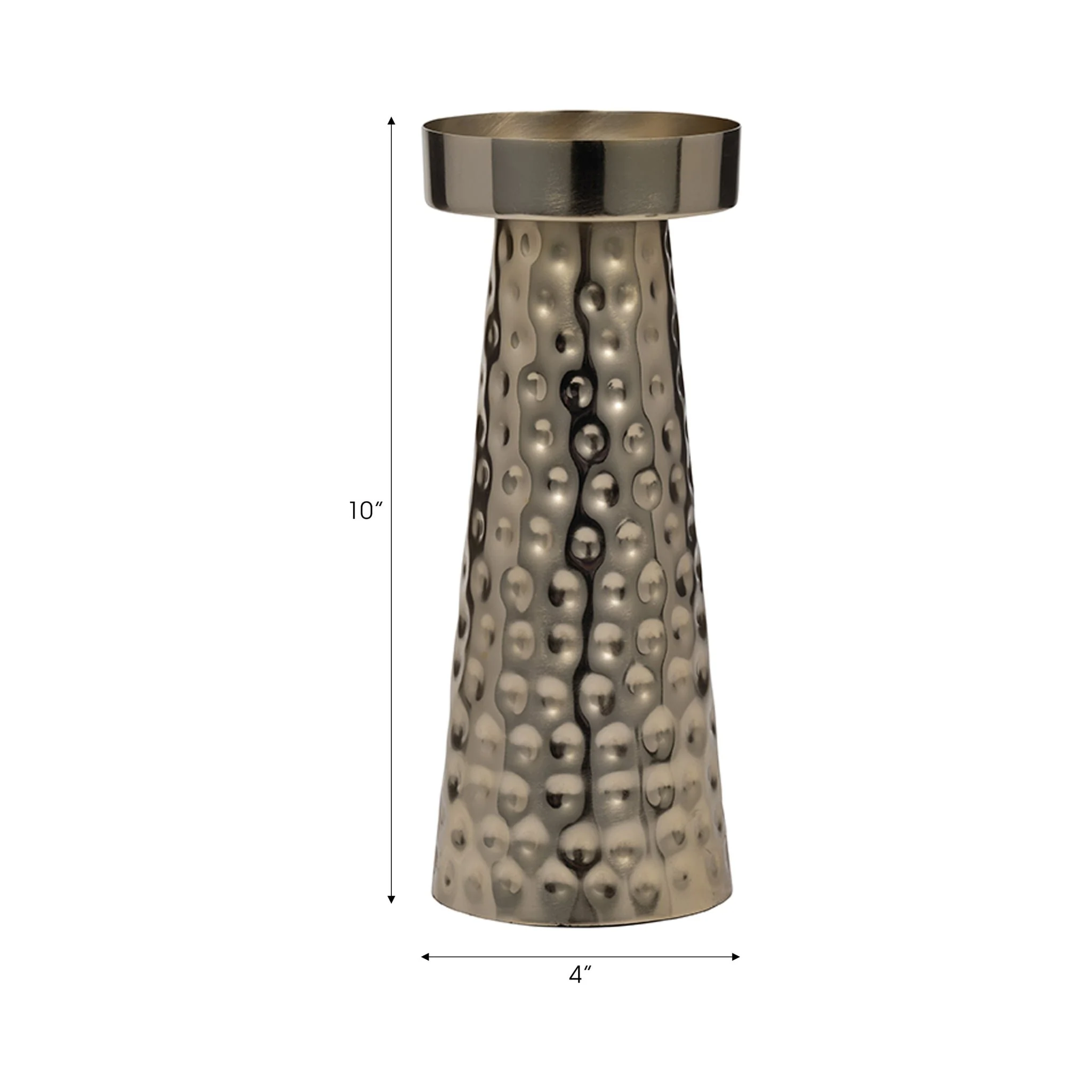 Metal, 10"h Hammered Candle Holder,  Gold - Image 8
