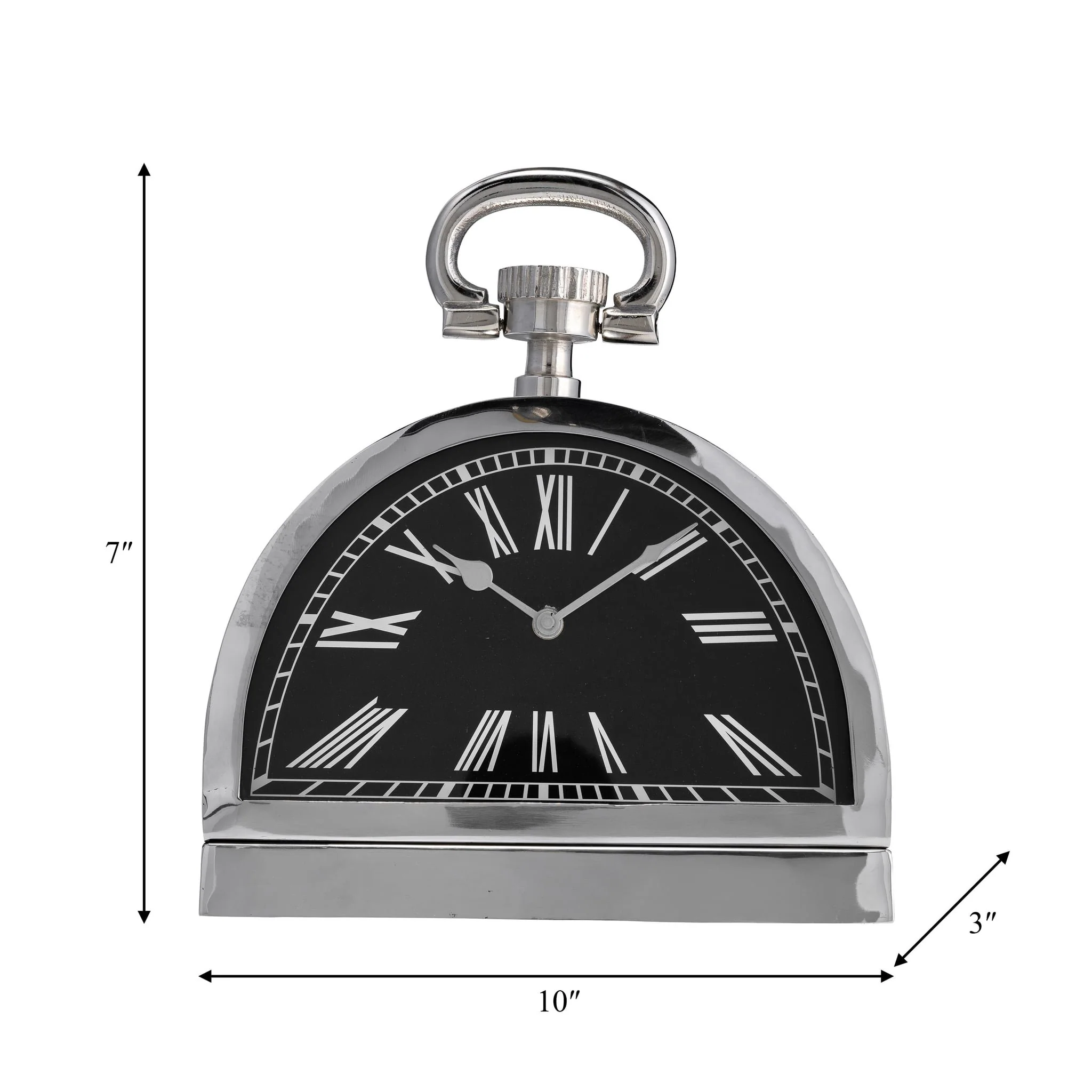 Metal,10"h,leaning  Table-clock W/handle,nickel - Image 7