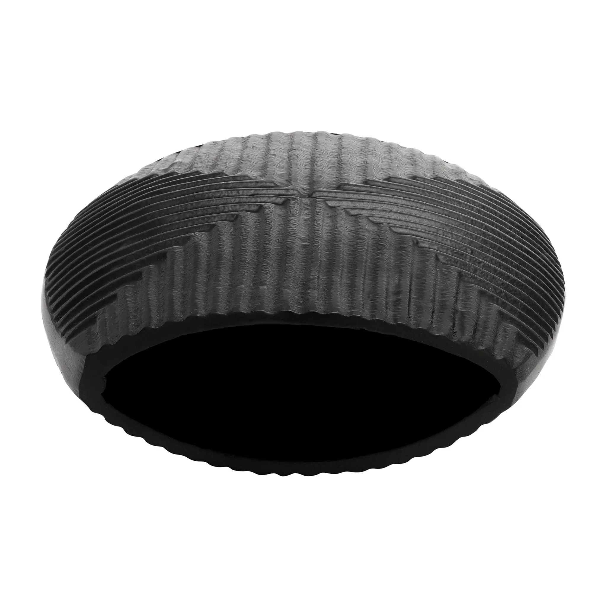 Metal, 10"h Ribbed Vase, Matte Black - Image 6