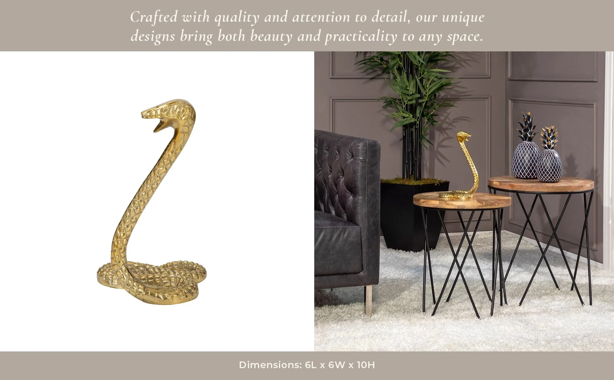 Metal 10"h Snake, Gold - Image 12