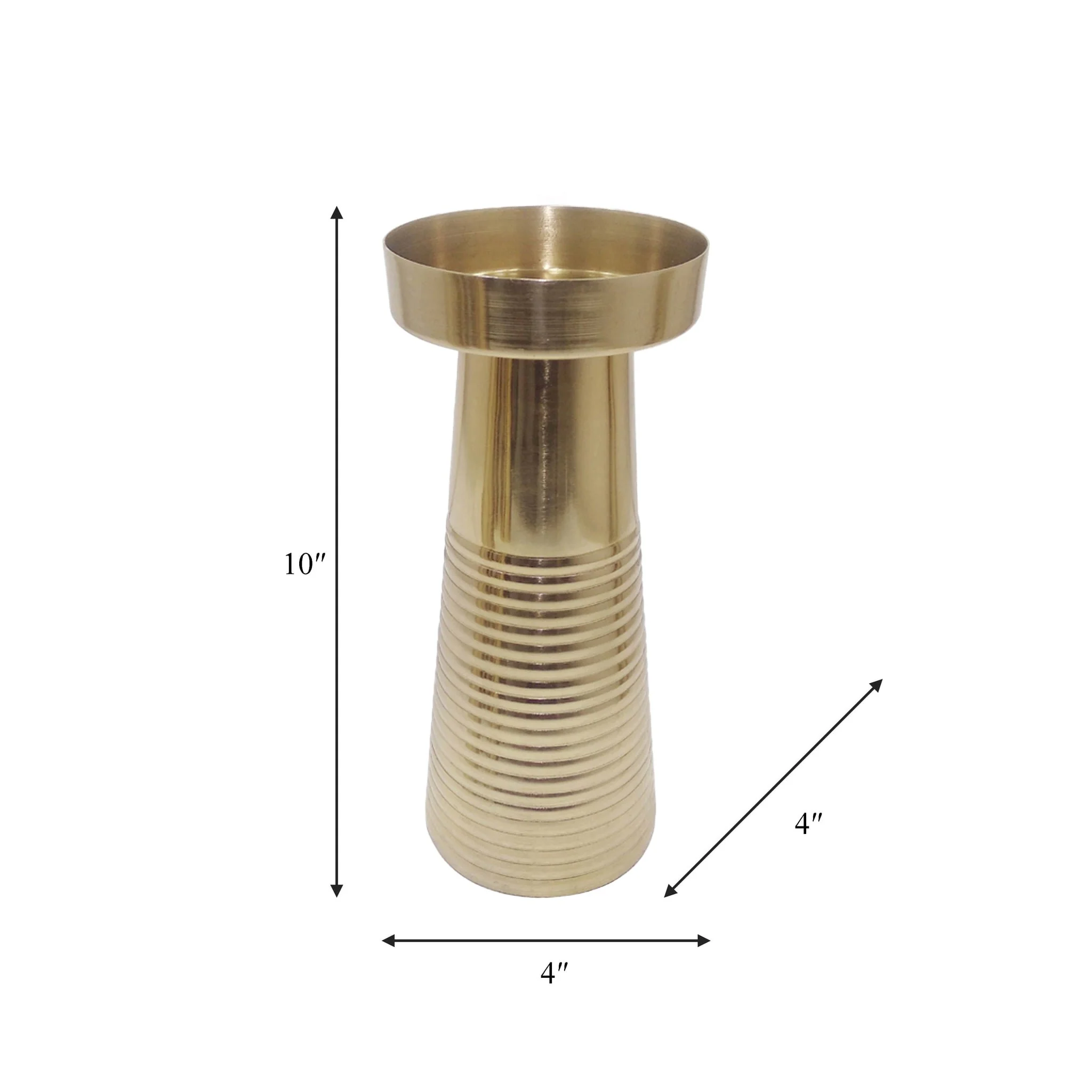 Metal, 10"h Striped Pillar, Gold - Image 2