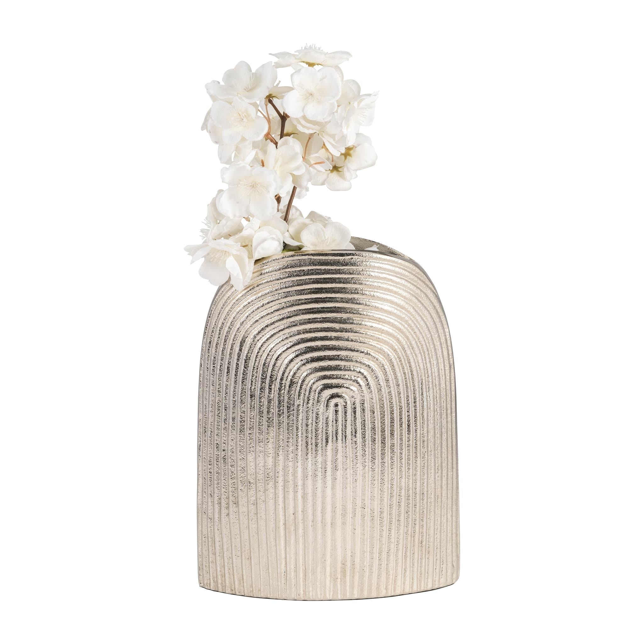 Metal, 11" Arch Vase, Silver - Image 4