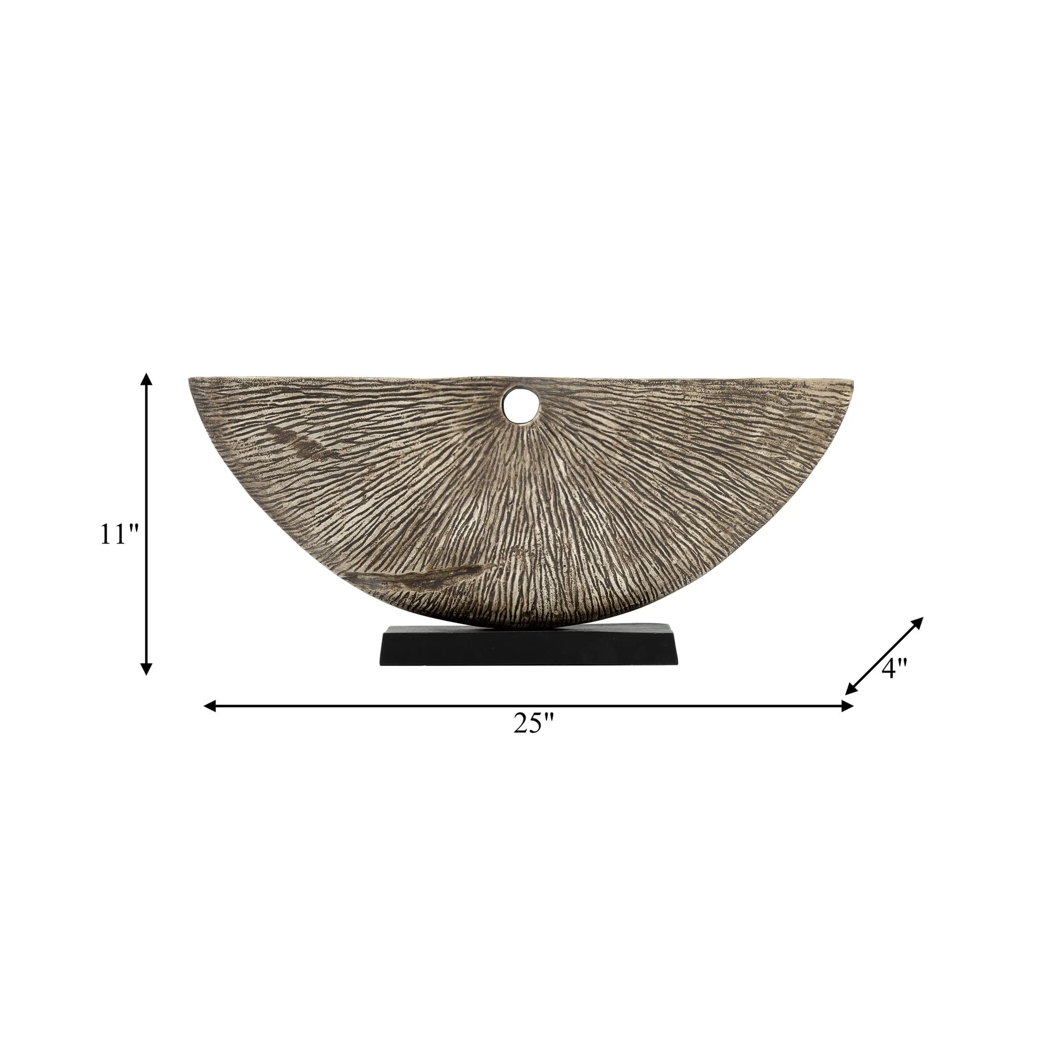 Metal,11",corrugated Half Circle Sculpture,ivory - Image 4