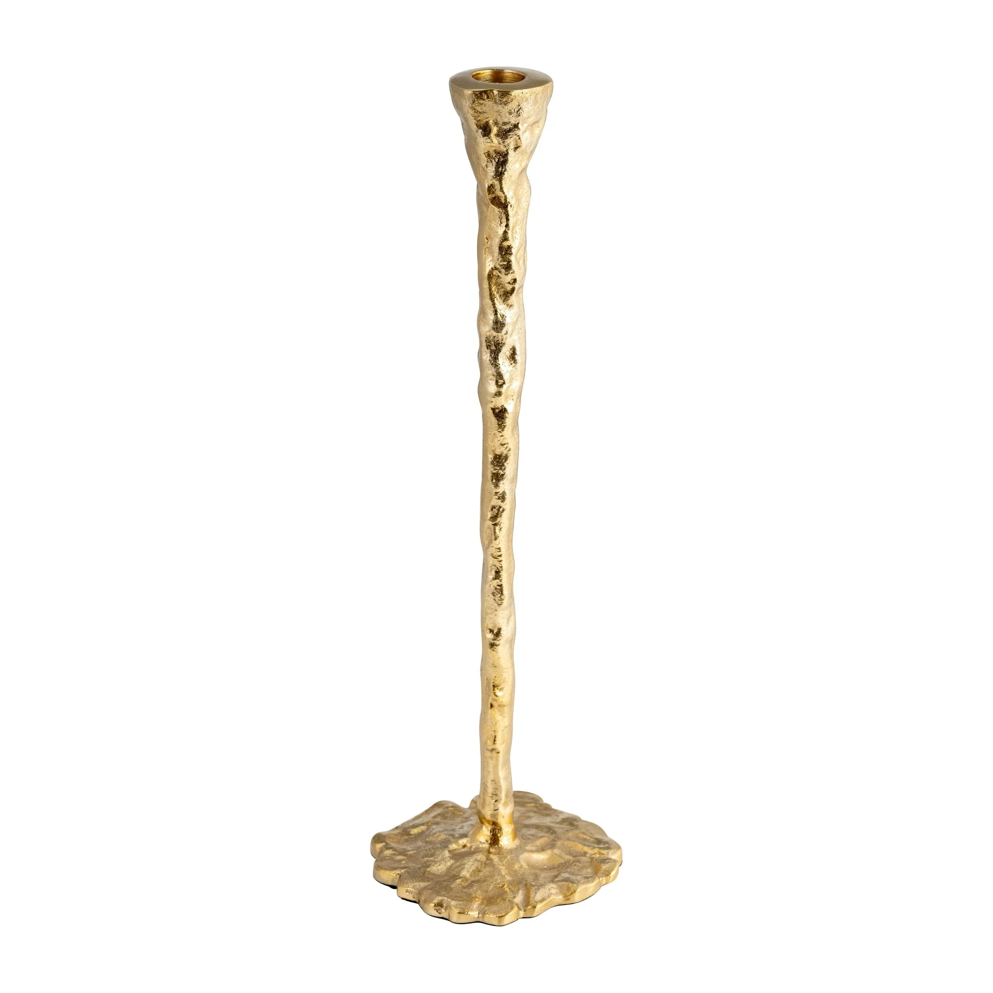 Metal, 11" Forged Taper Candleholder, Gold - Image 2