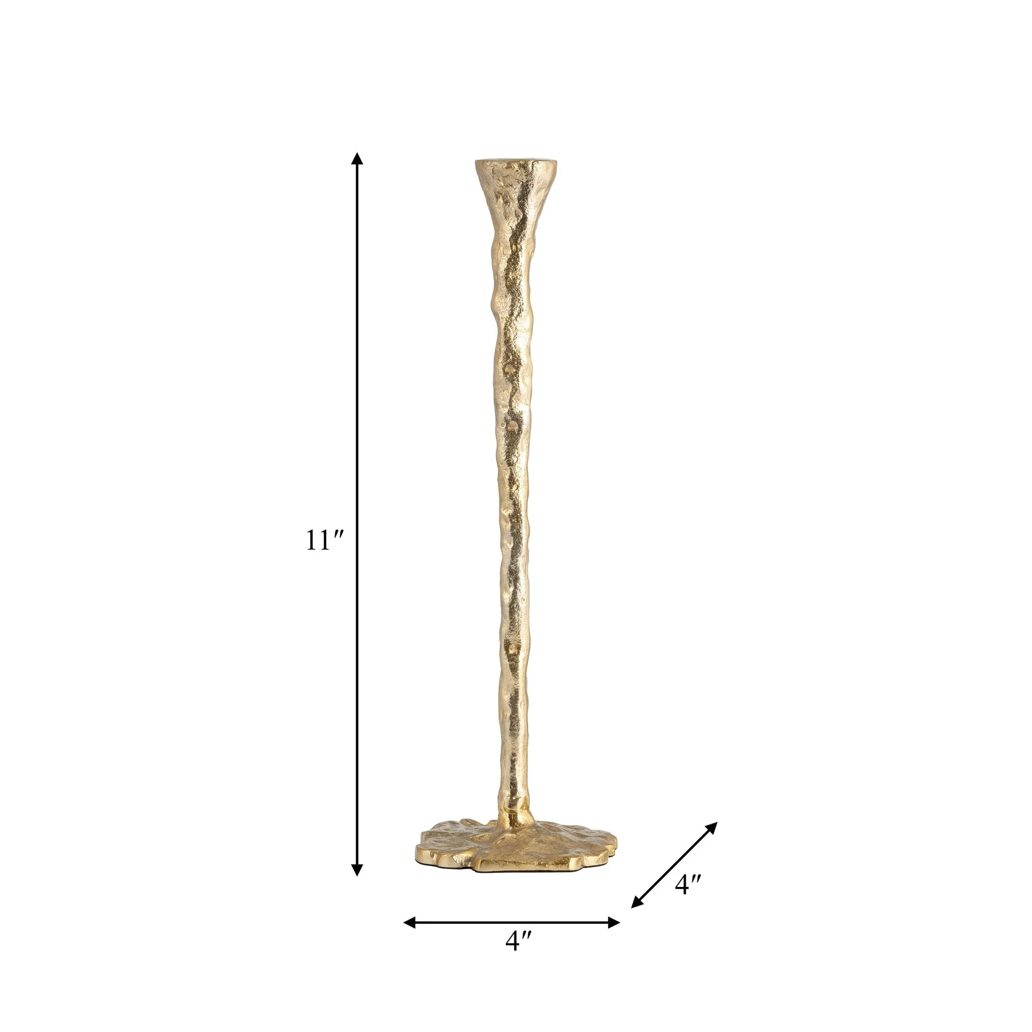 Metal, 11" Forged Taper Candleholder, Gold - Image 7