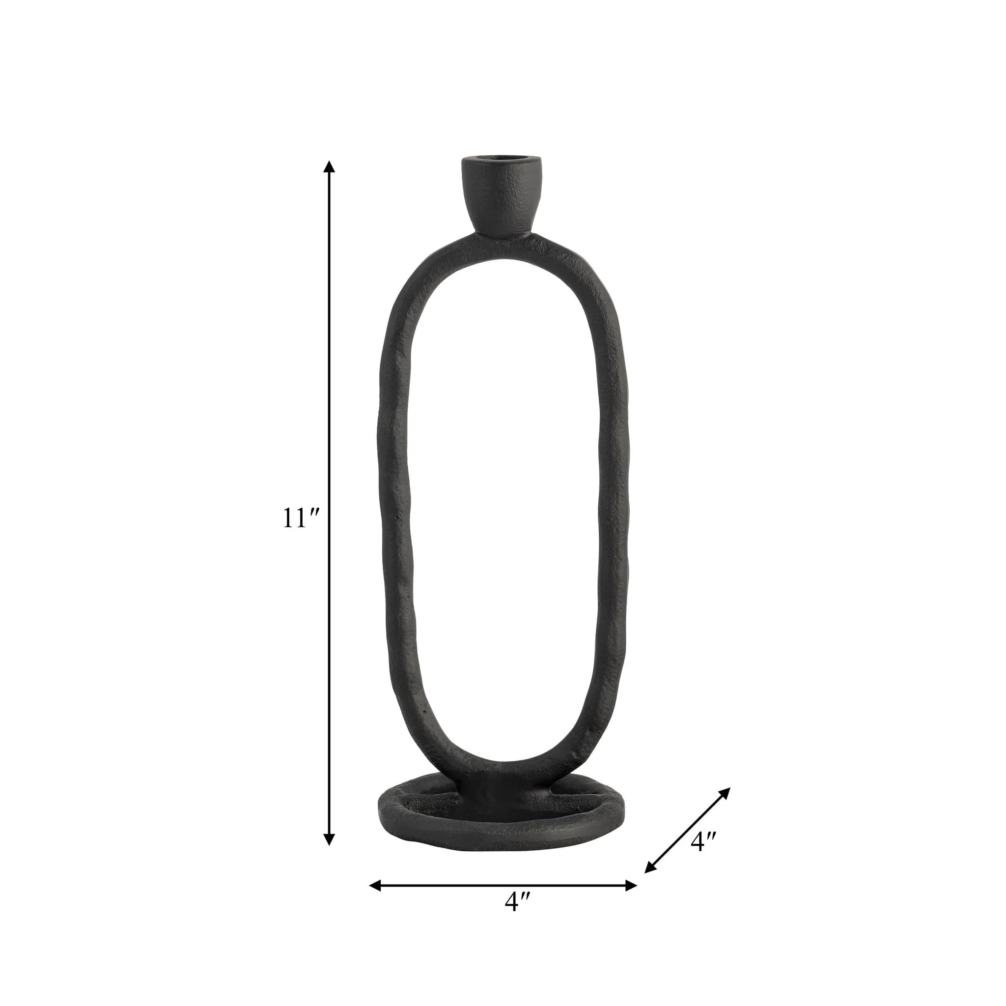 Metal, 11" Open Oval Taper Candleholder, Black - Image 9