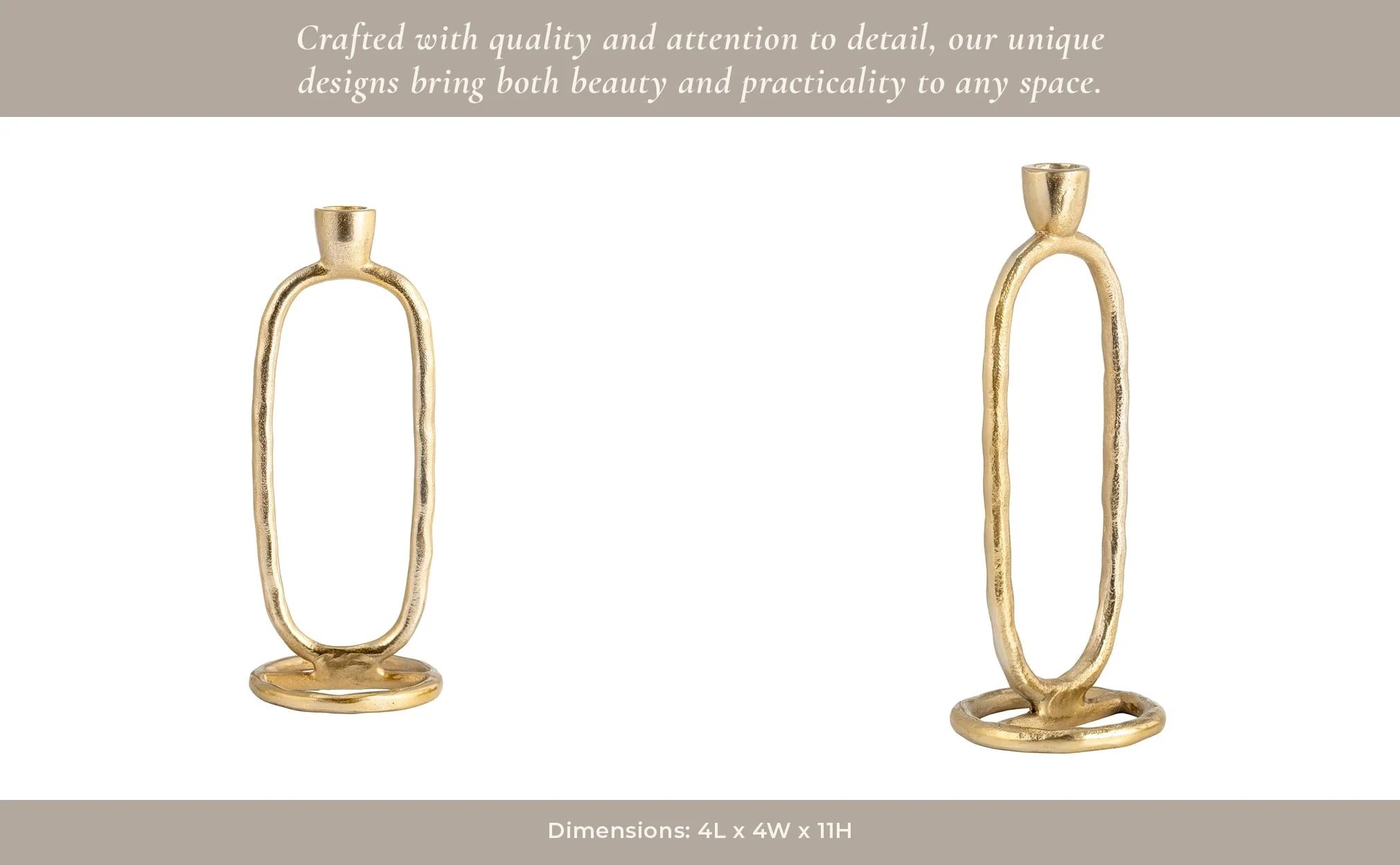 Metal, 11" Open Oval Taper Candleholder, Gold - Image 13