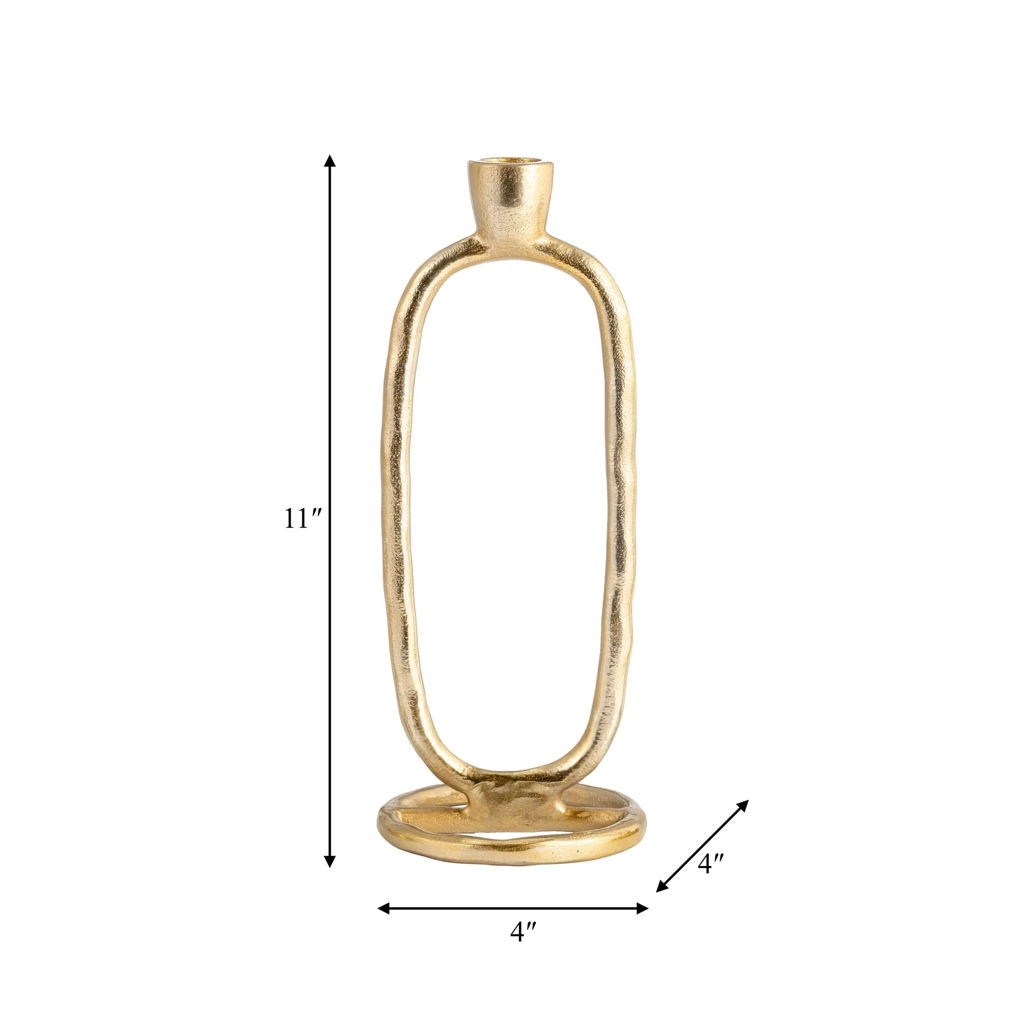 Metal, 11" Open Oval Taper Candleholder, Gold - Image 9