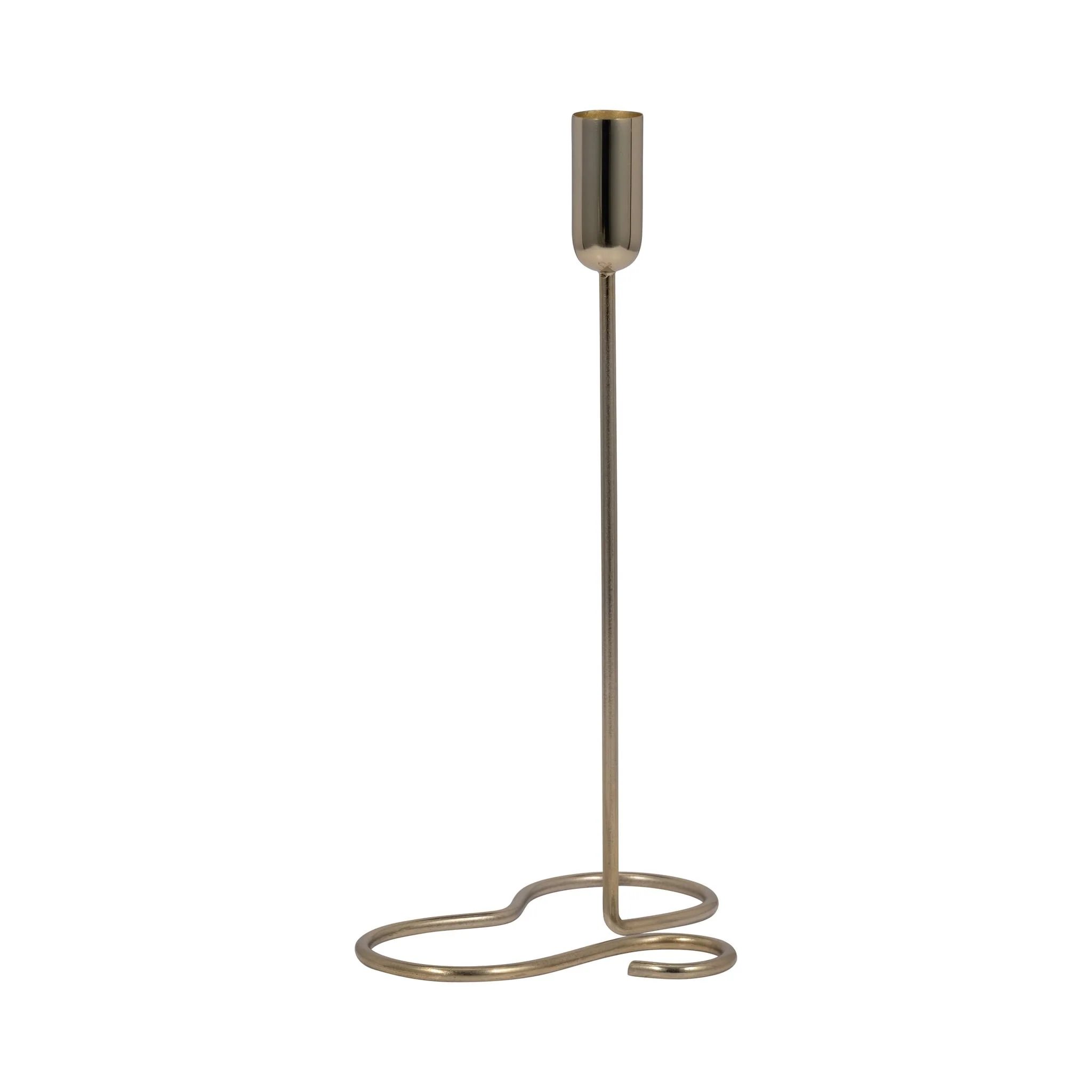 Metal, 11" Squiggly Base Taper Candleholder, Gold - Image 2