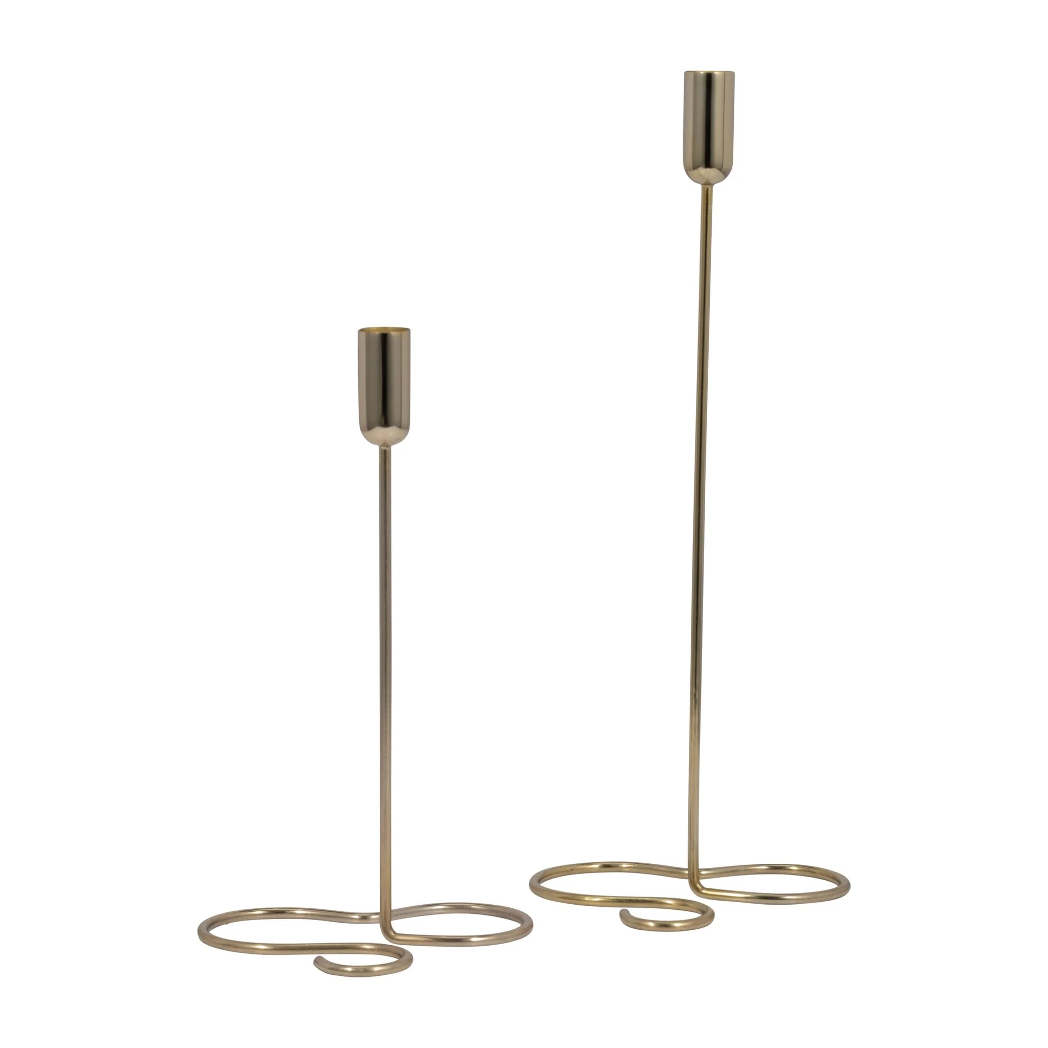 Metal, 11" Squiggly Base Taper Candleholder, Gold - Image 7