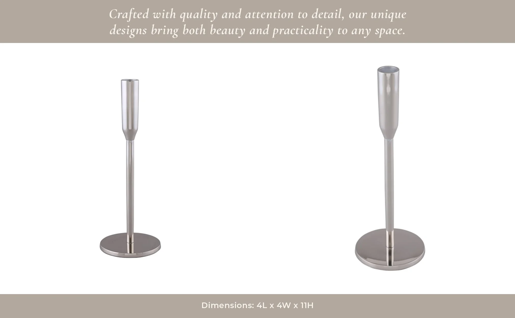 Metal, 11" Taper Candle Holder, Silver - Image 13