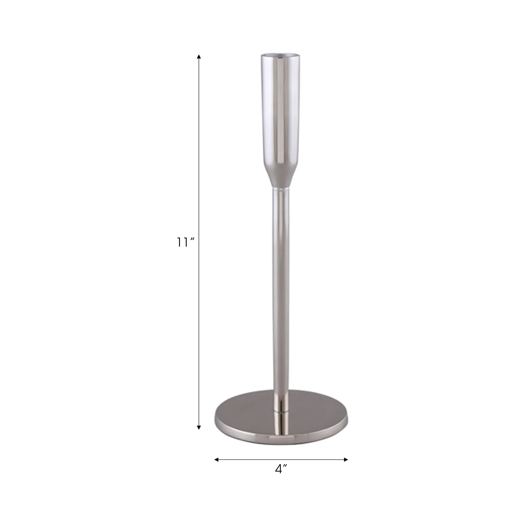 Metal, 11" Taper Candle Holder, Silver - Image 7