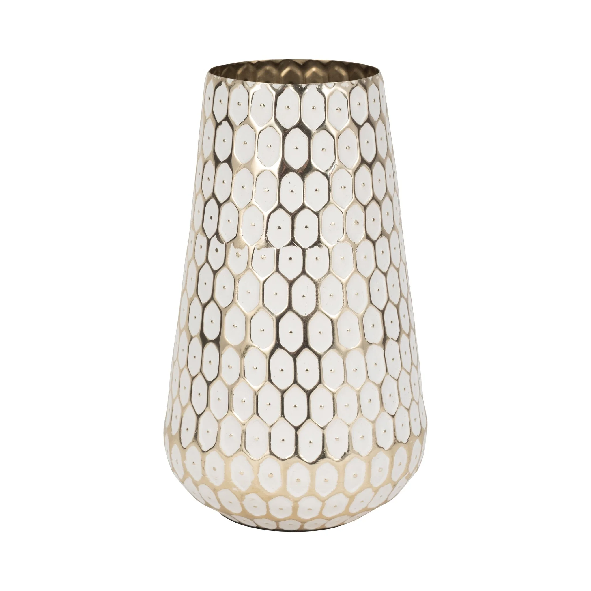 Metal, 11" Tribal Vase, Gold - Image 3