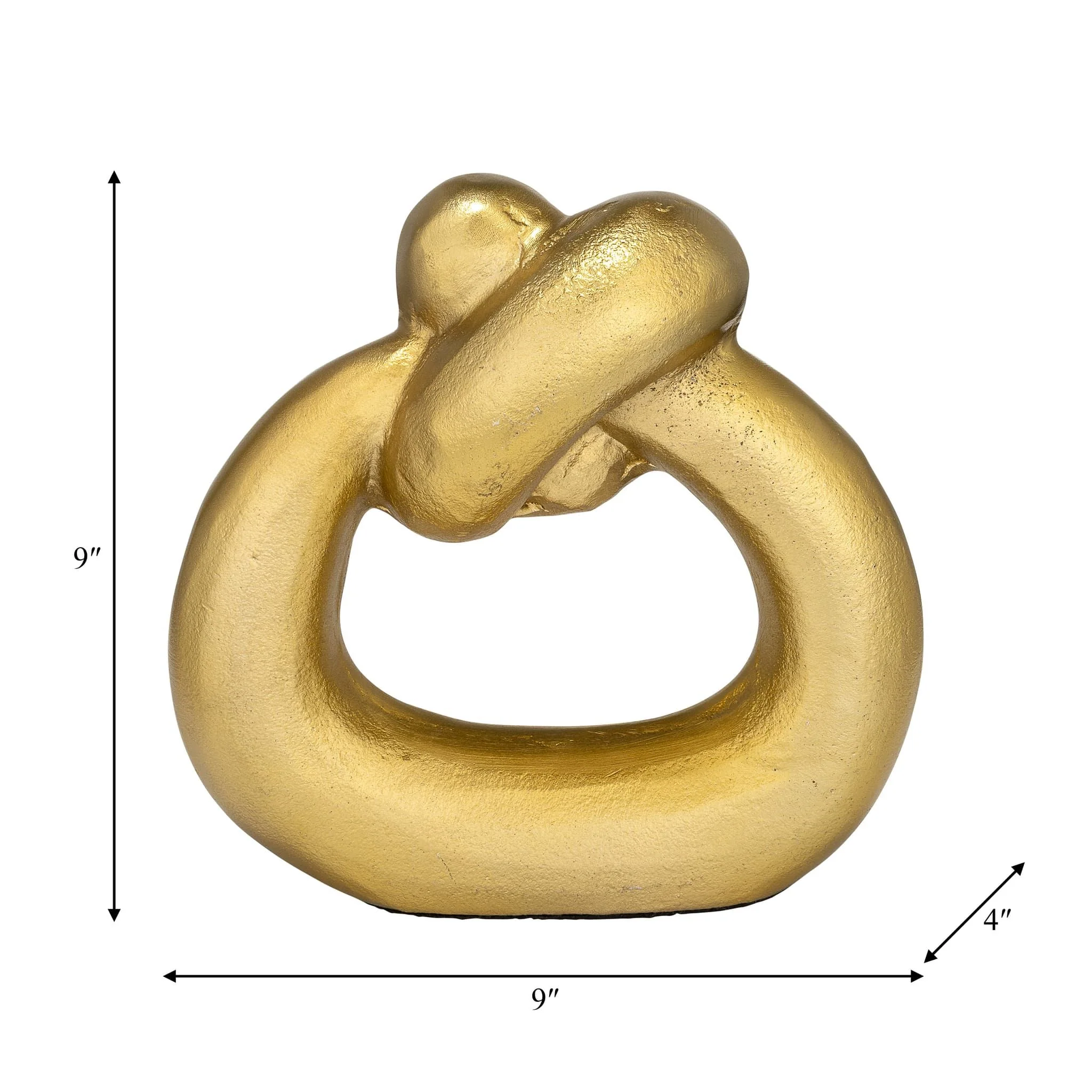 Metal,11"h,broad Knot Ring Sculpture,gold - Image 2