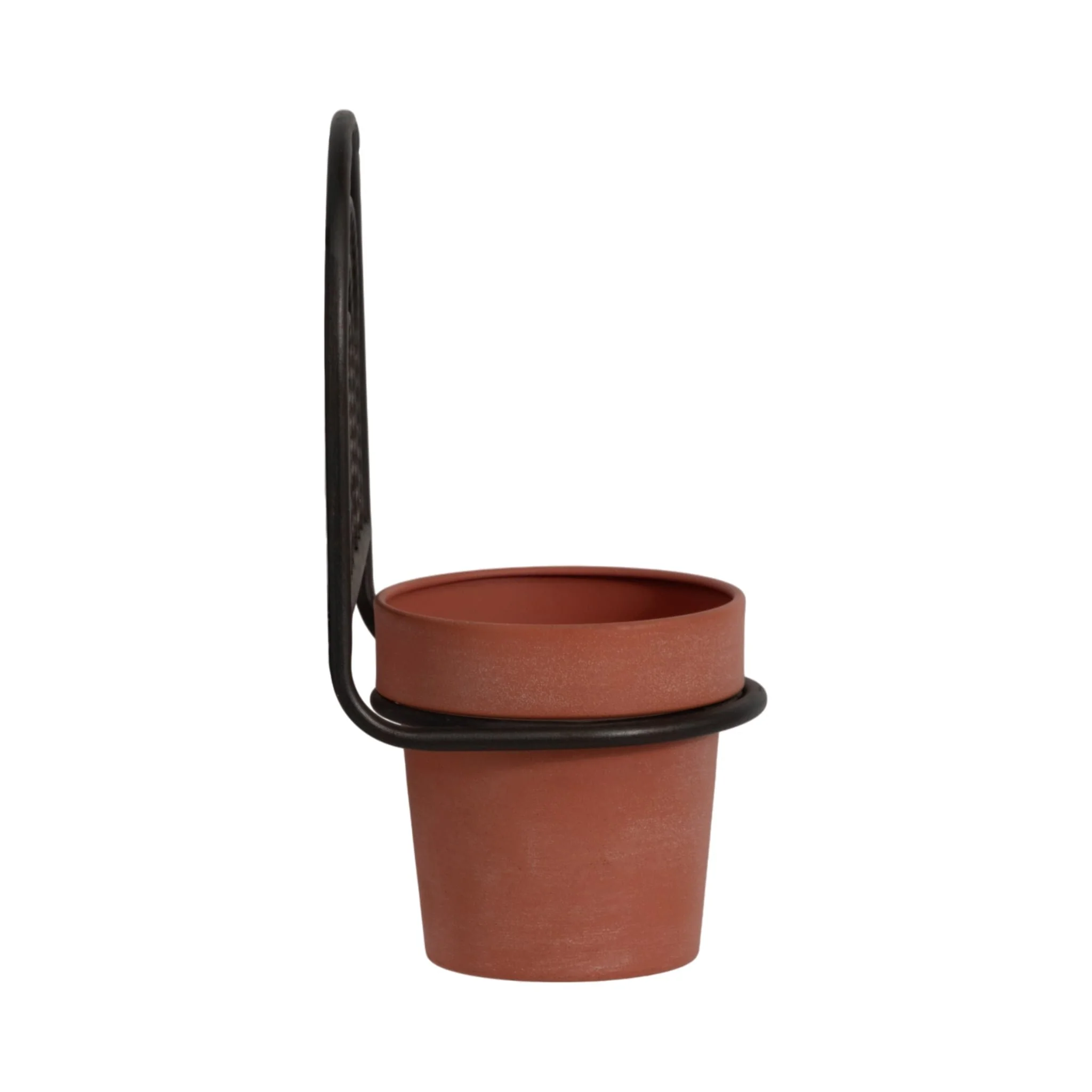 Metal, 11"h Wall Planter, Black/terracotta - Image 4