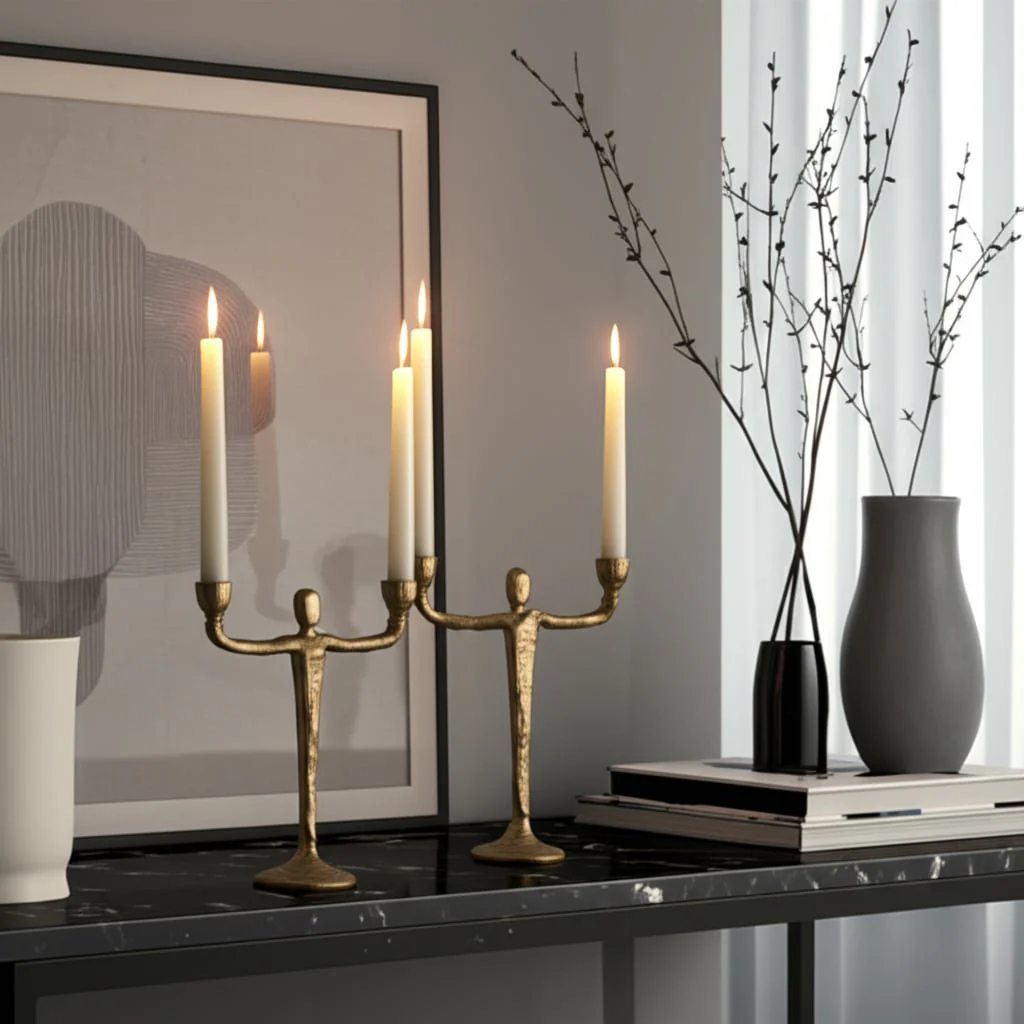 Metal, 12" 2 Taper Candelabra, Gold - Image 10