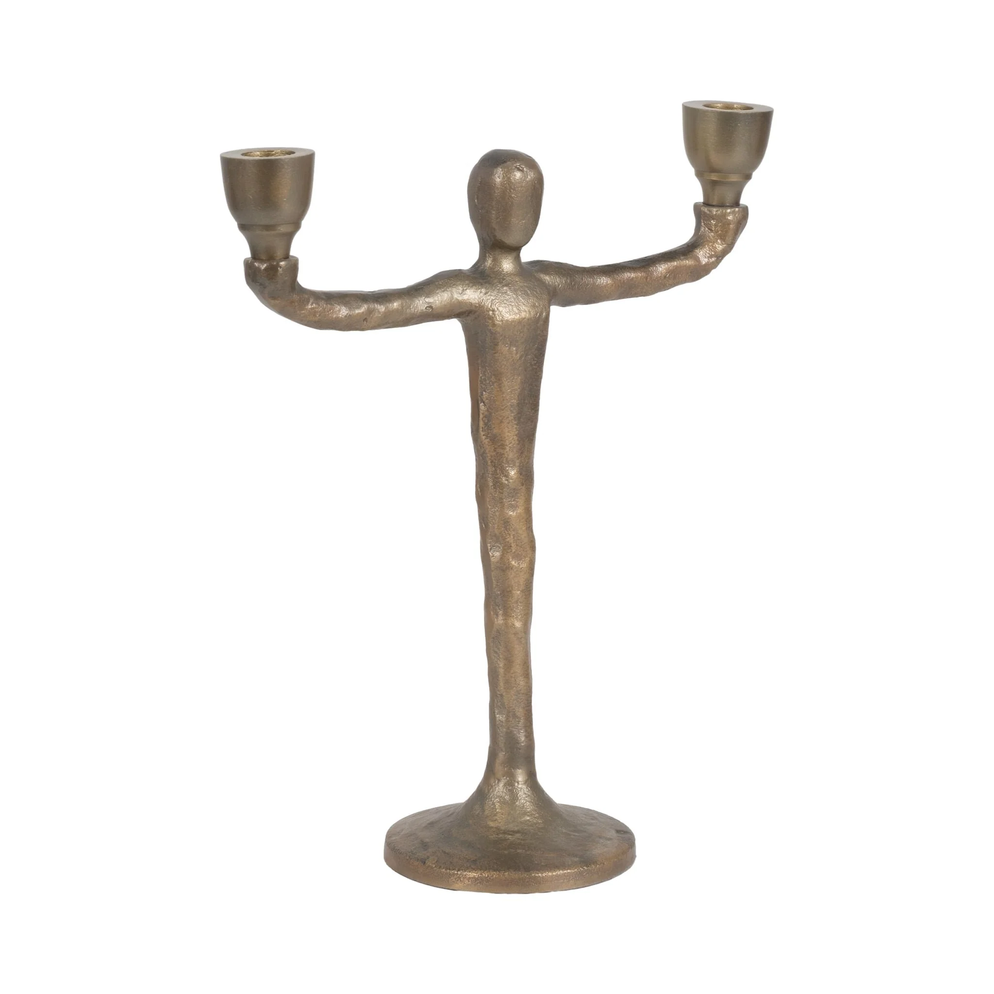 Metal, 12" 2 Taper Candelabra, Gold - Image 3