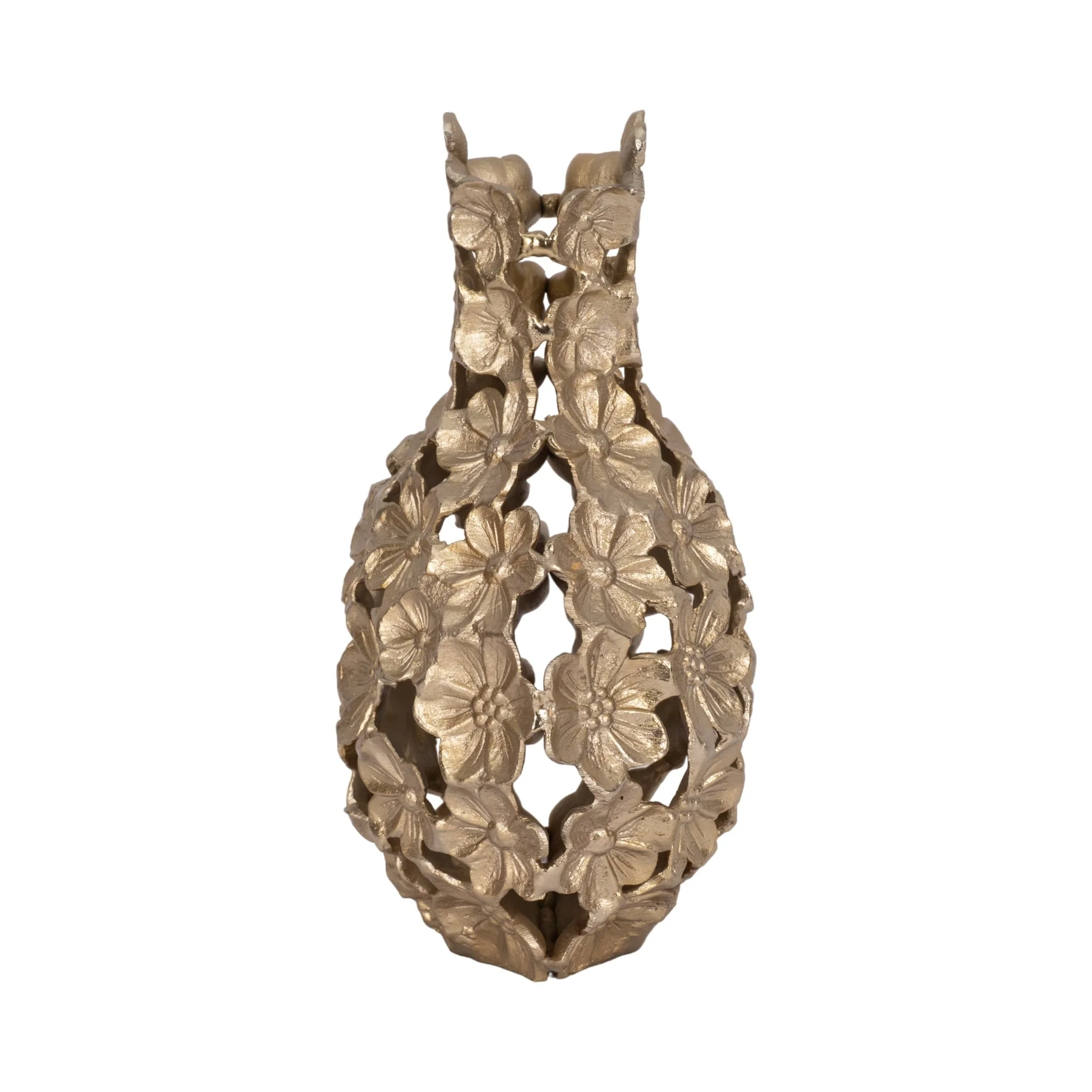 Metal, 12" Cut-out Flower Vase, Champagne - Image 4