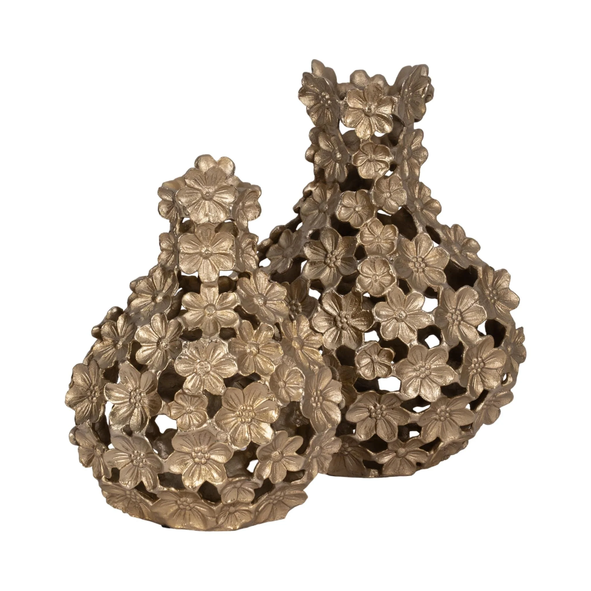 Metal, 12" Cut-out Flower Vase, Champagne - Image 8
