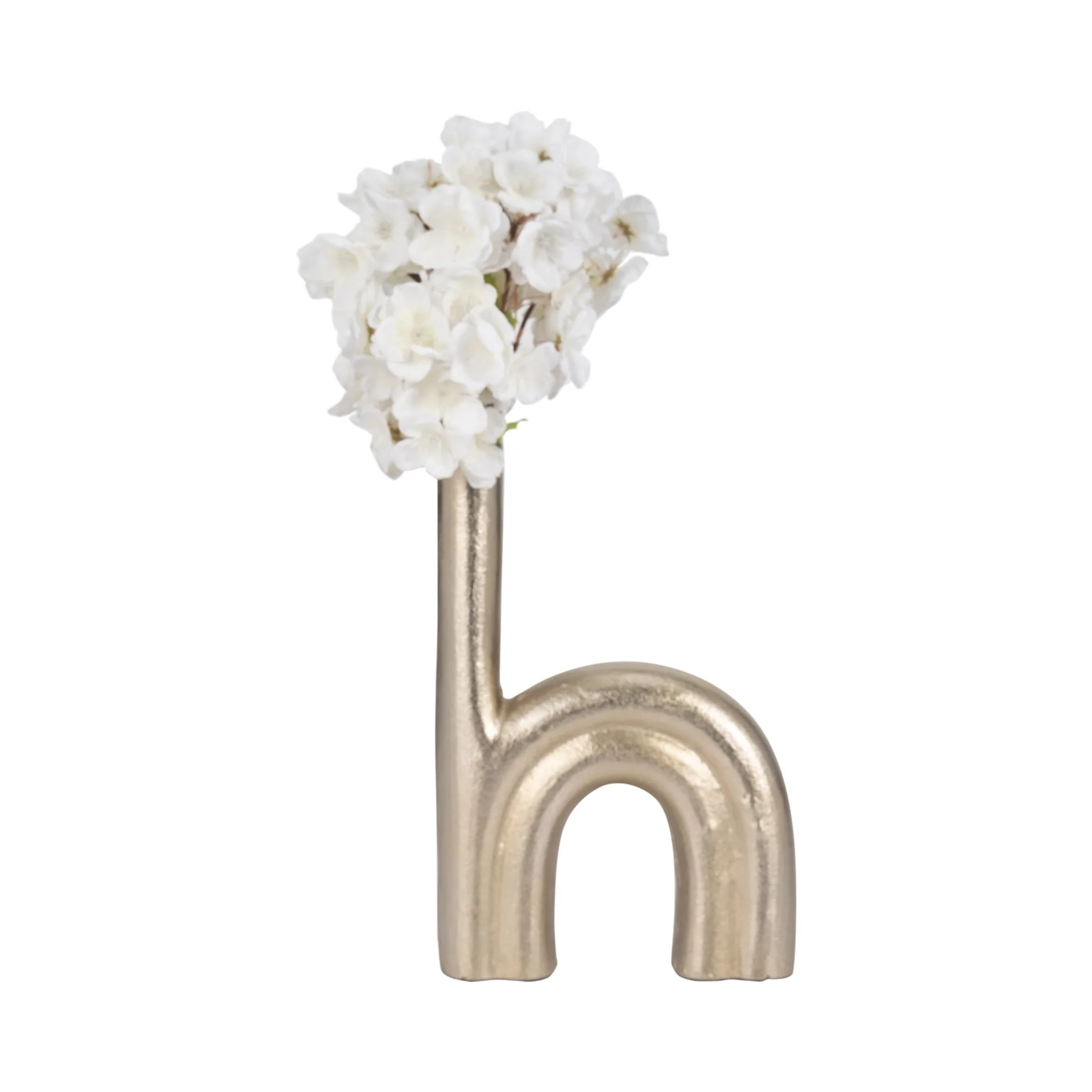 Metal, 12" Double Arch Vase, Champagne - Image 2