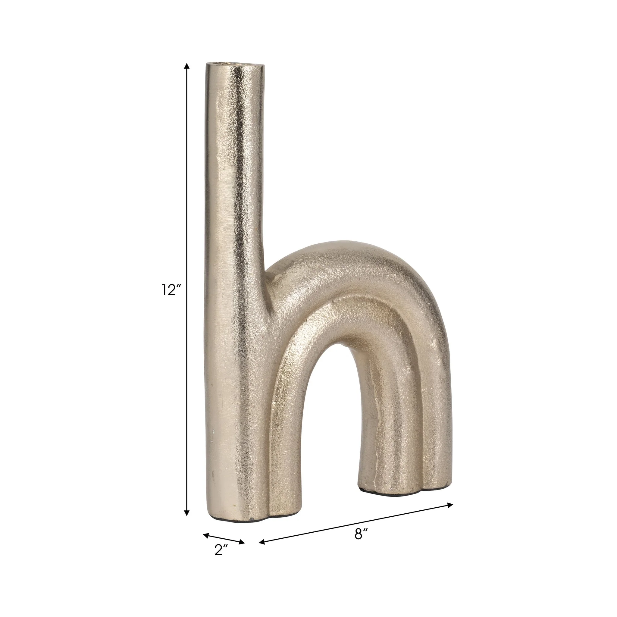 Metal, 12" Double Arch Vase, Champagne - Image 9