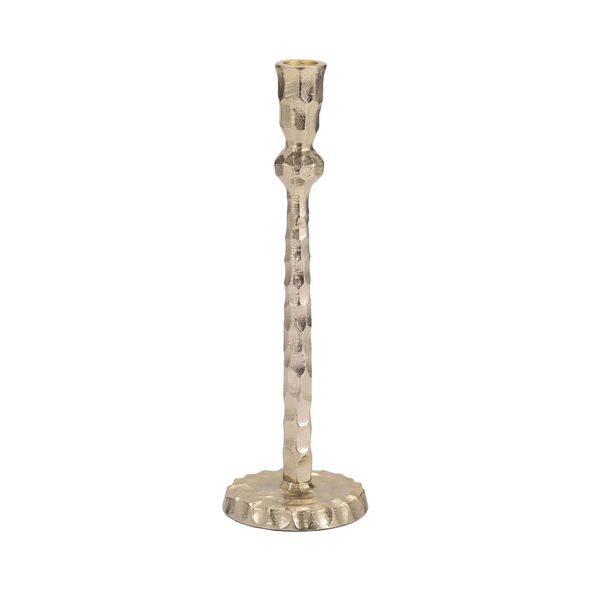 Metal, 12" Hammered Taper Candleholder, Gold - Image 3