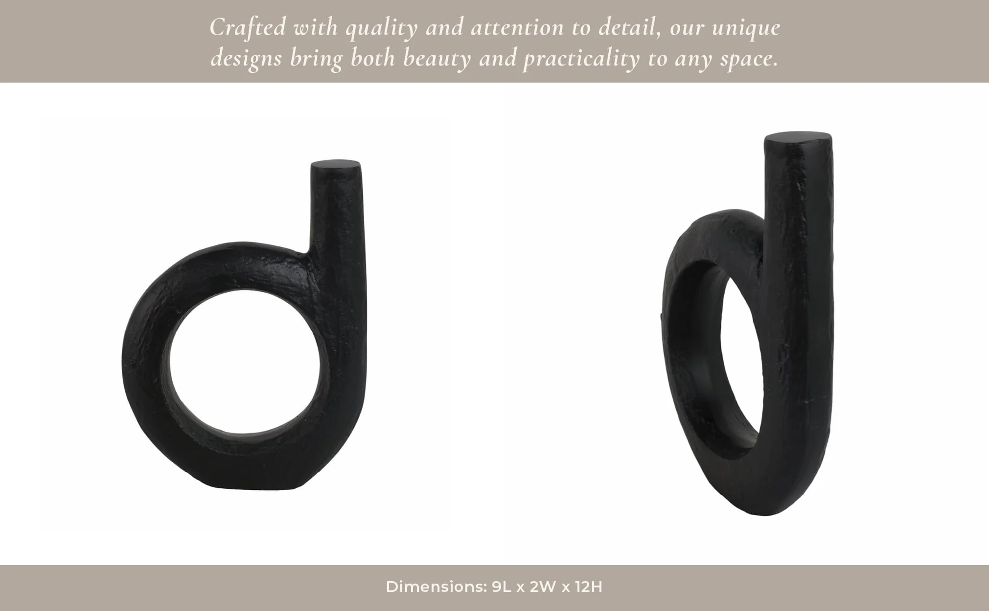 Metal, 12" Looped Sculpture, Black - Image 12