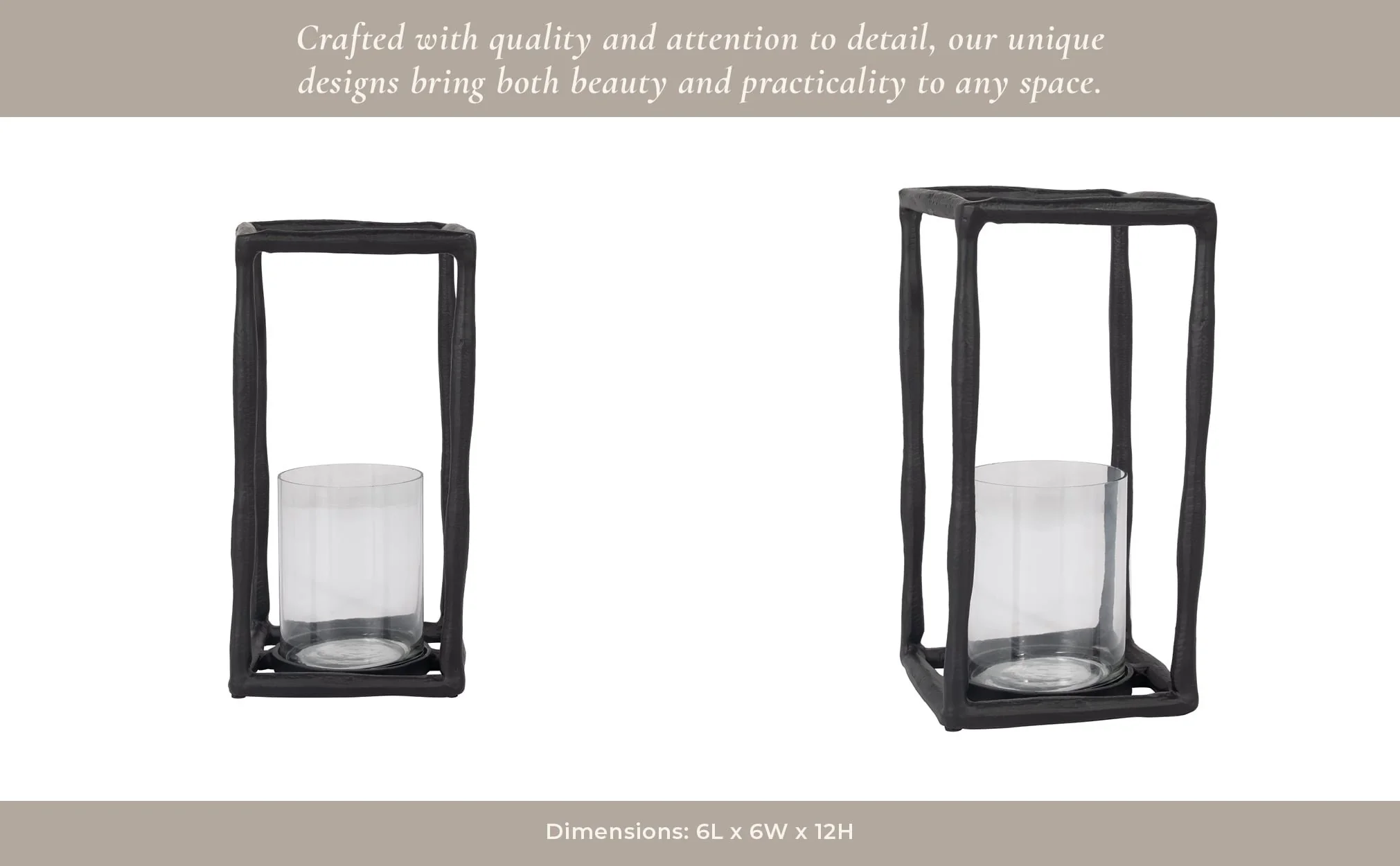 Metal, 12" Open Square Hurricane Holder, Black - Image 15
