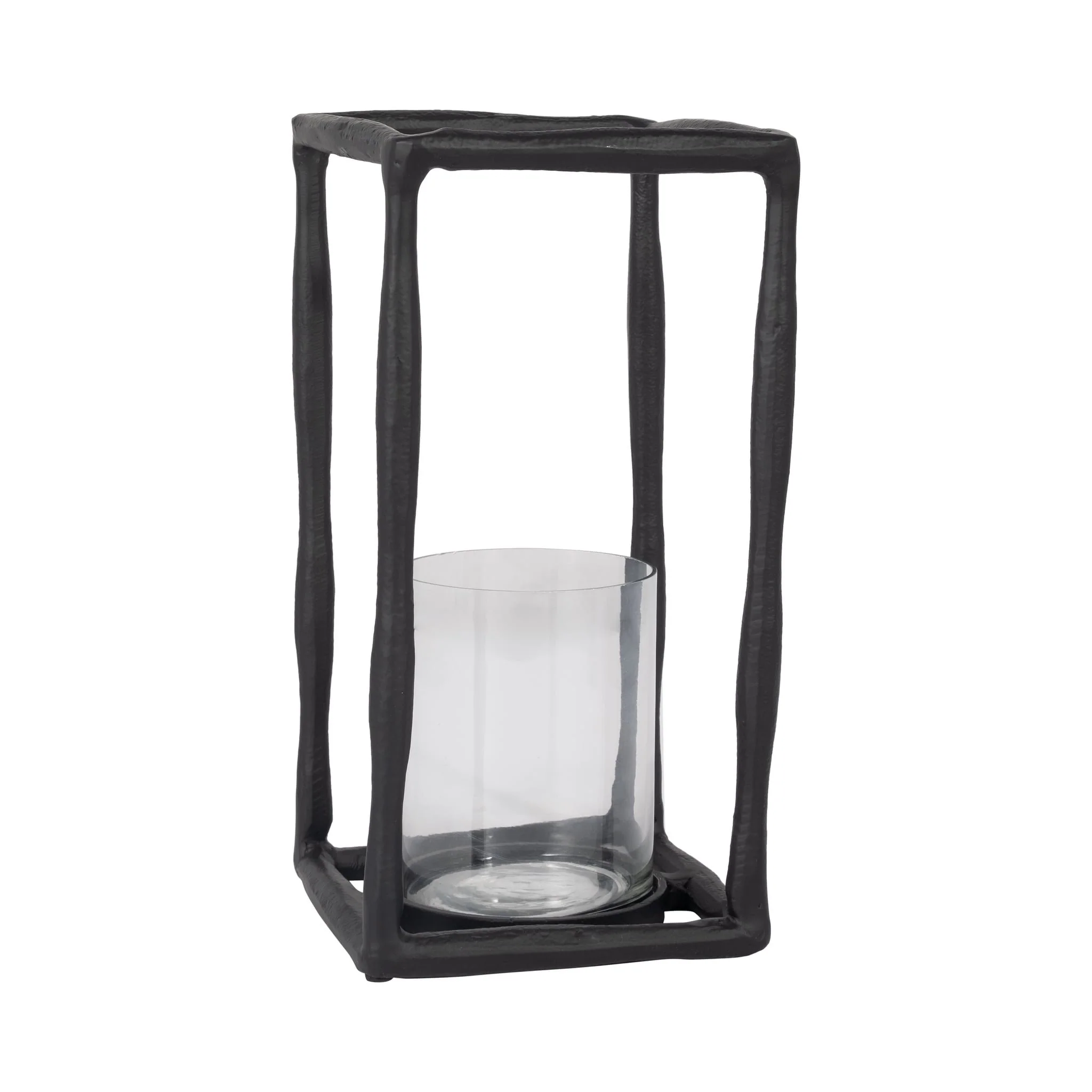 Metal, 12" Open Square Hurricane Holder, Black - Image 2