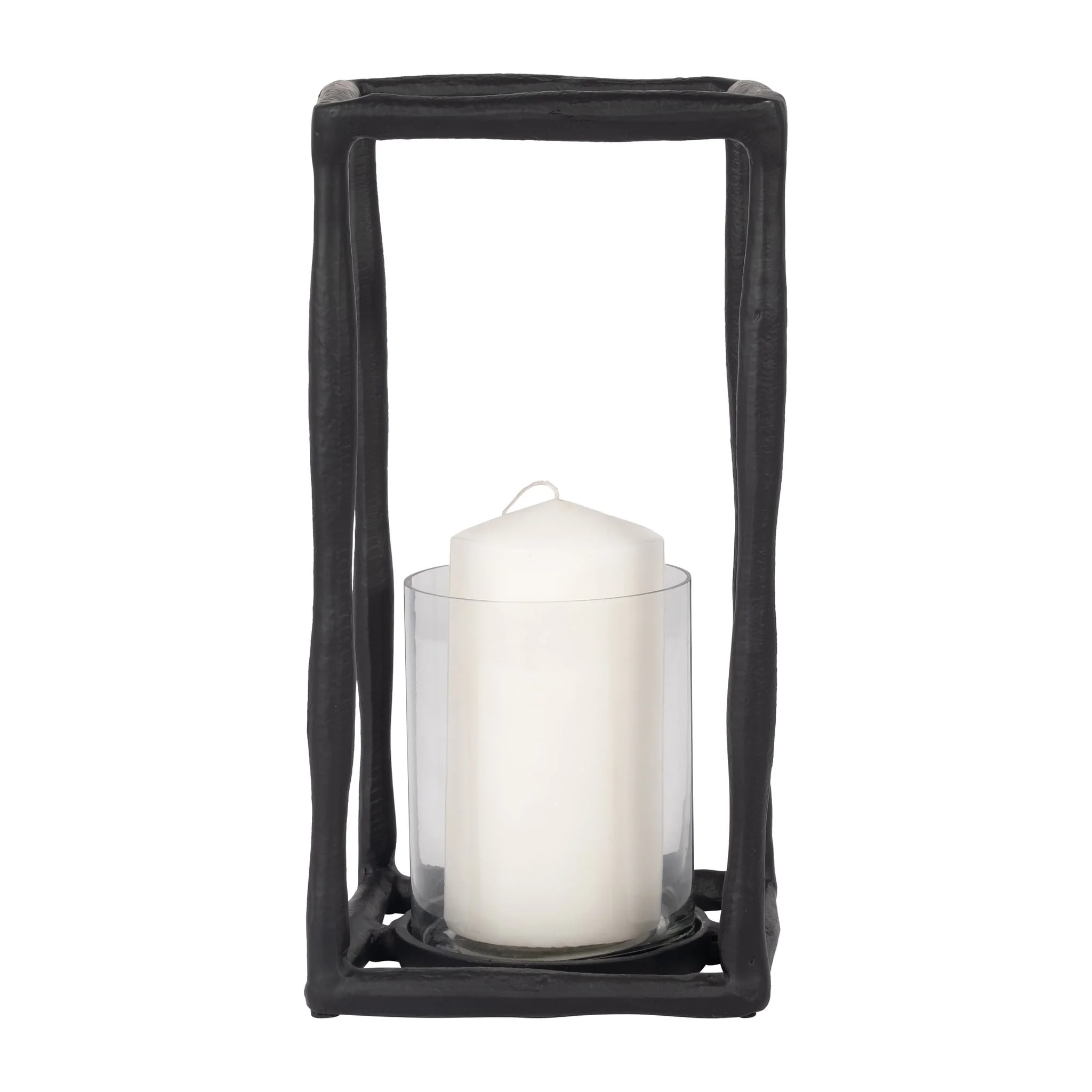 Metal, 12" Open Square Hurricane Holder, Black - Image 4