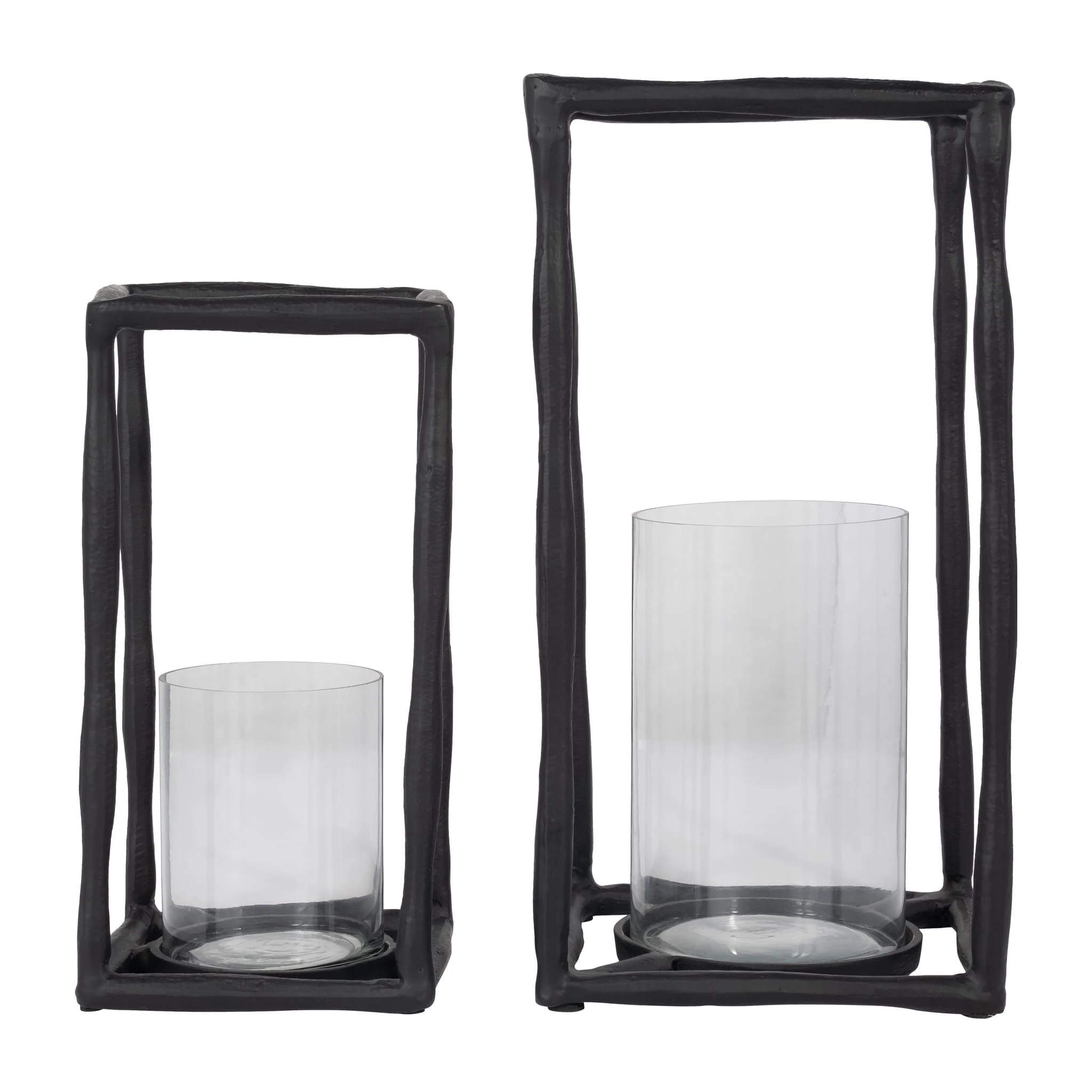 Metal, 12" Open Square Hurricane Holder, Black - Image 8